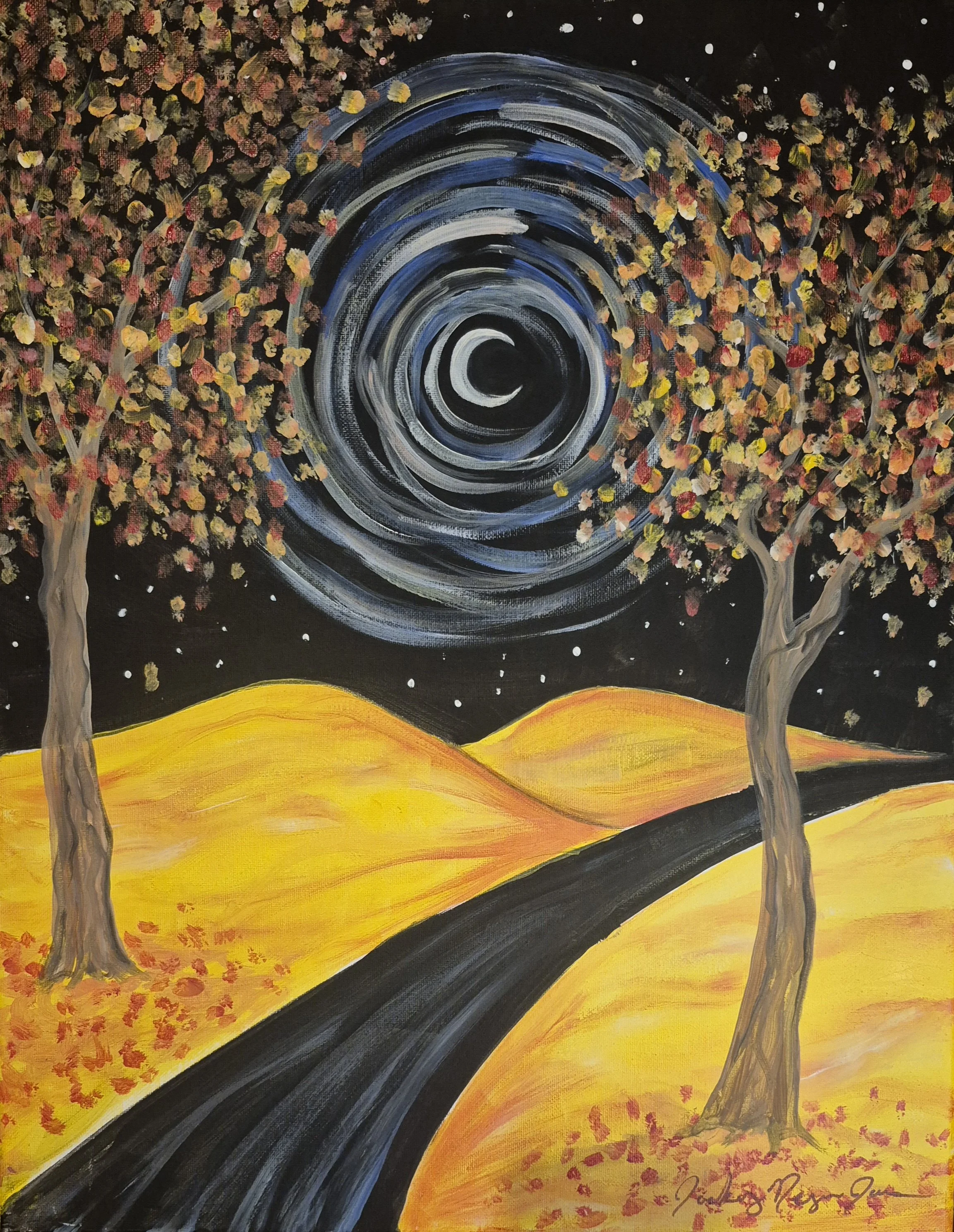 "Autumn Evening" Original Painting by Jackey Neyman Jones 16" x 20" Canvas Painting B
