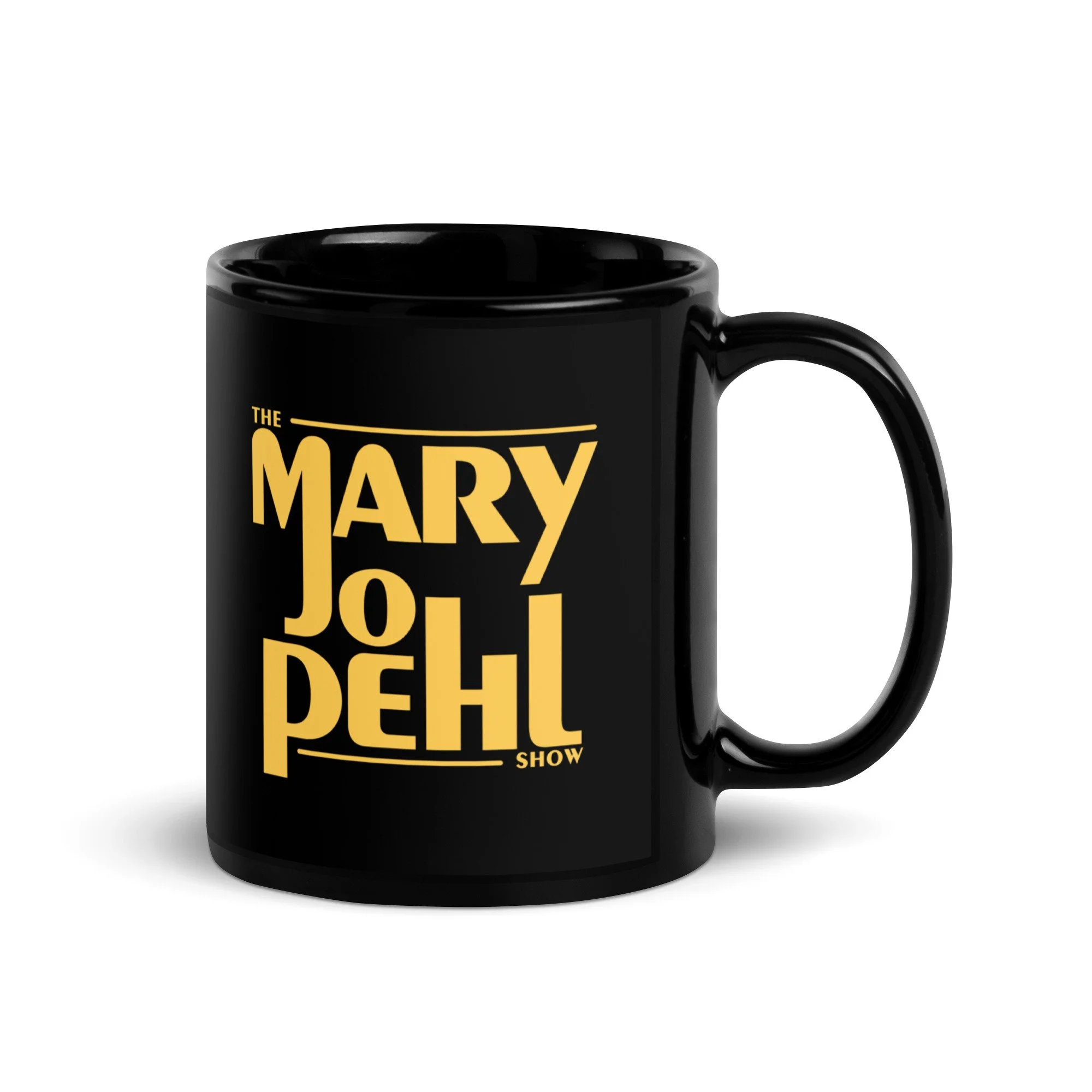The Highly Inspirational Ruth Larson – The Mary Jo Pehl Show black glossy mug (11 oz), handle on right view