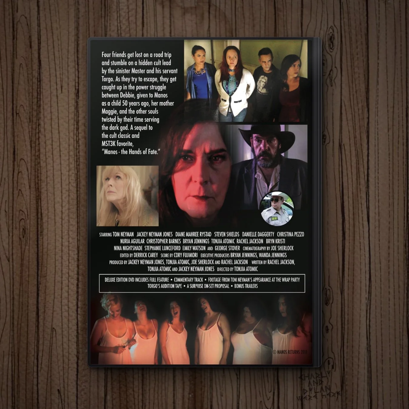 Manos Returns (2018) DVD, back cover with cast, credits and Deluxe Edition extras