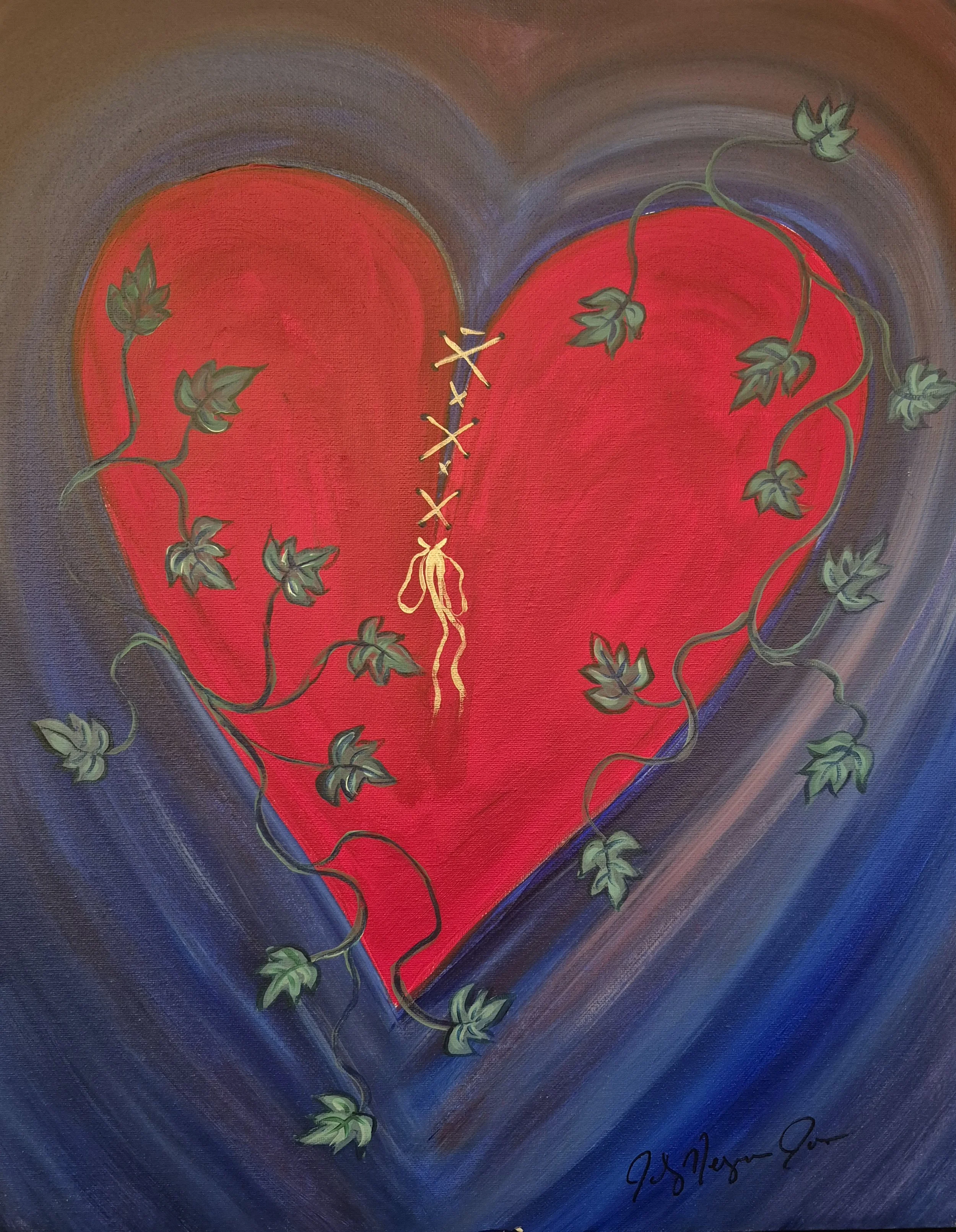 "Healing Heart" | Original Painting by Jackey Neyman Jones | 16" x 20" Canvas | Painting B