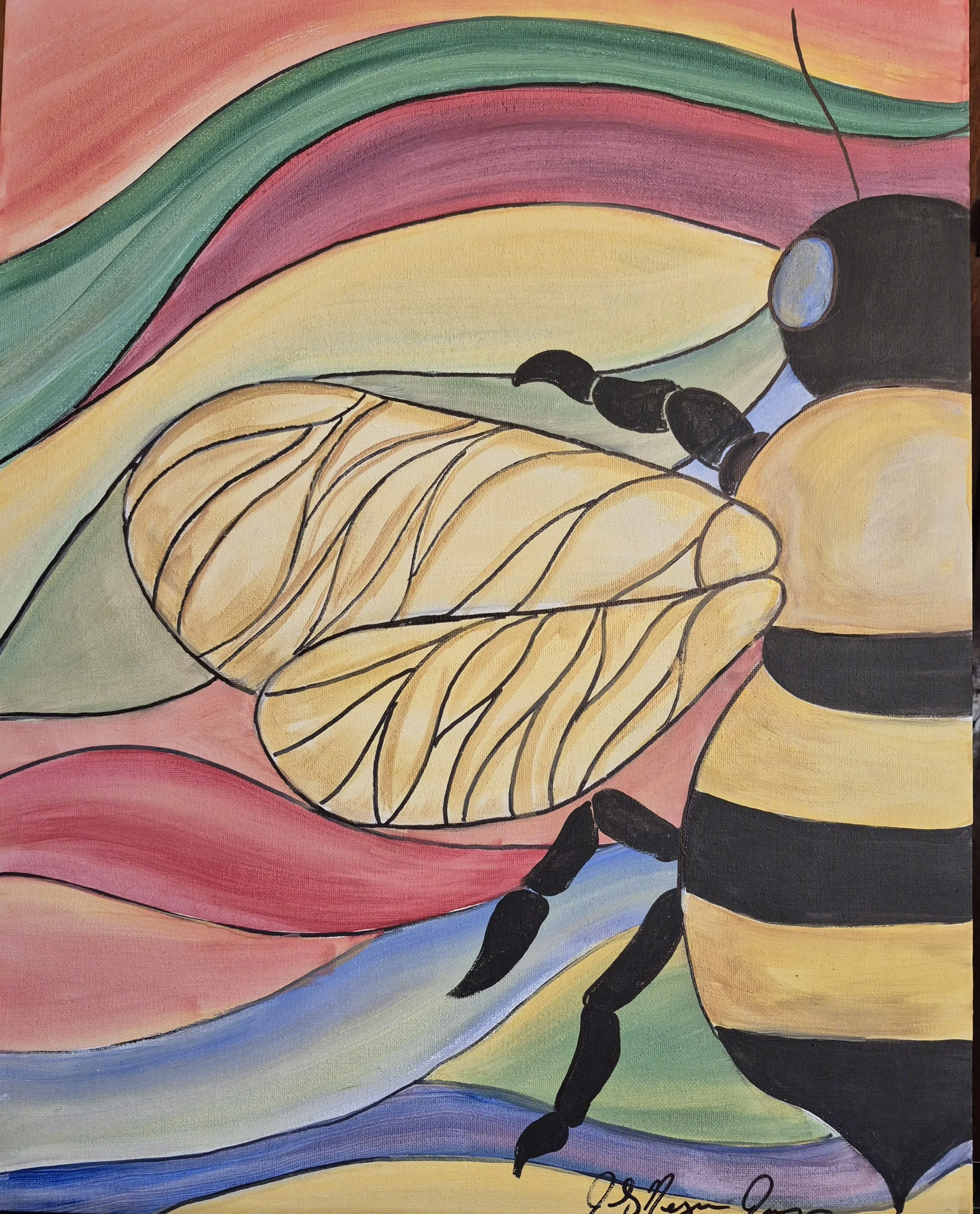 "Bee" | Original Painting by Jackey Neyman Jones | 16" x 20" Canvas | Painting B