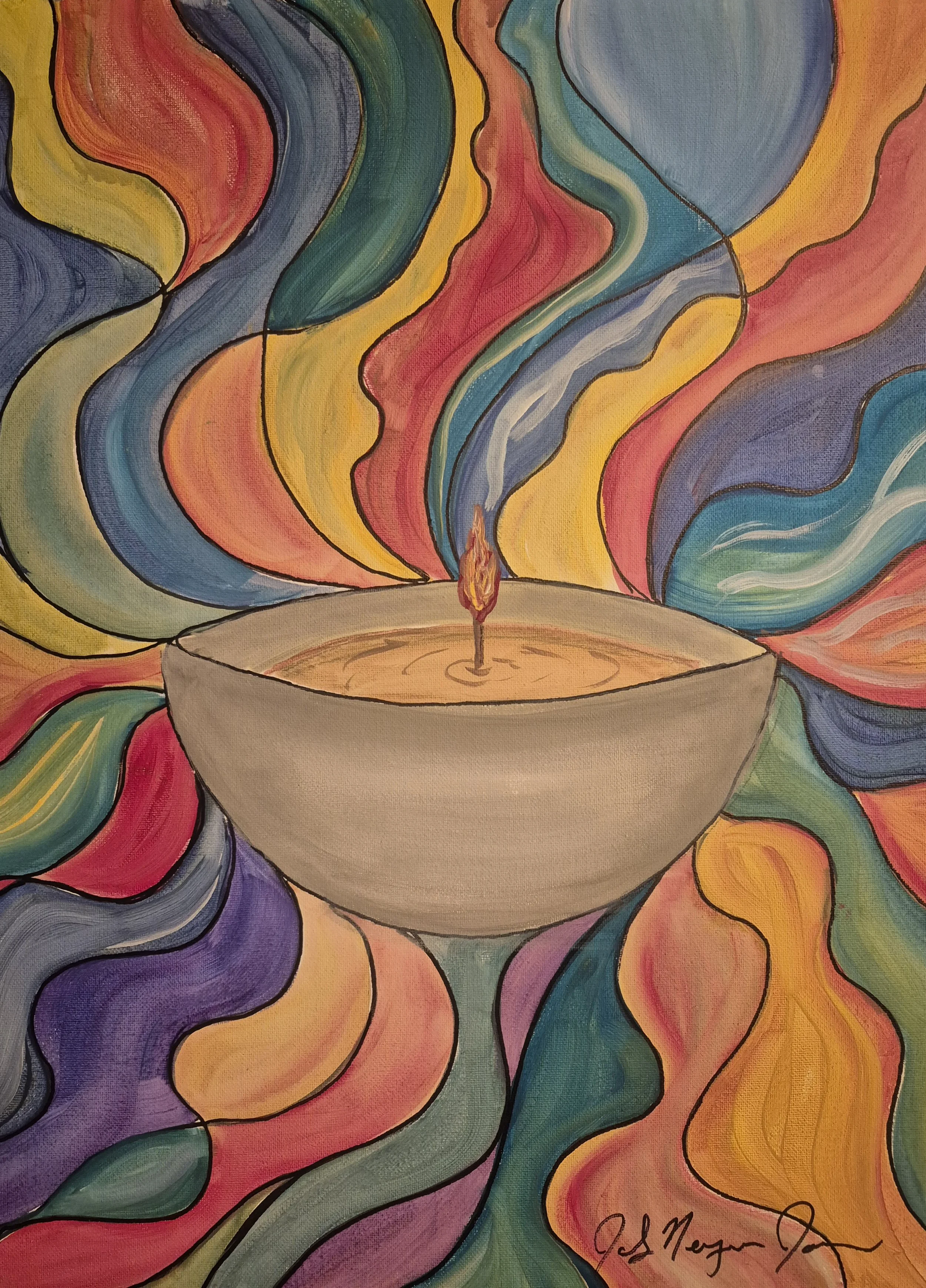 "Meditation Candle" | Original Painting by Jackey Neyman Jones | 16" x 20" Canvas | Painting B