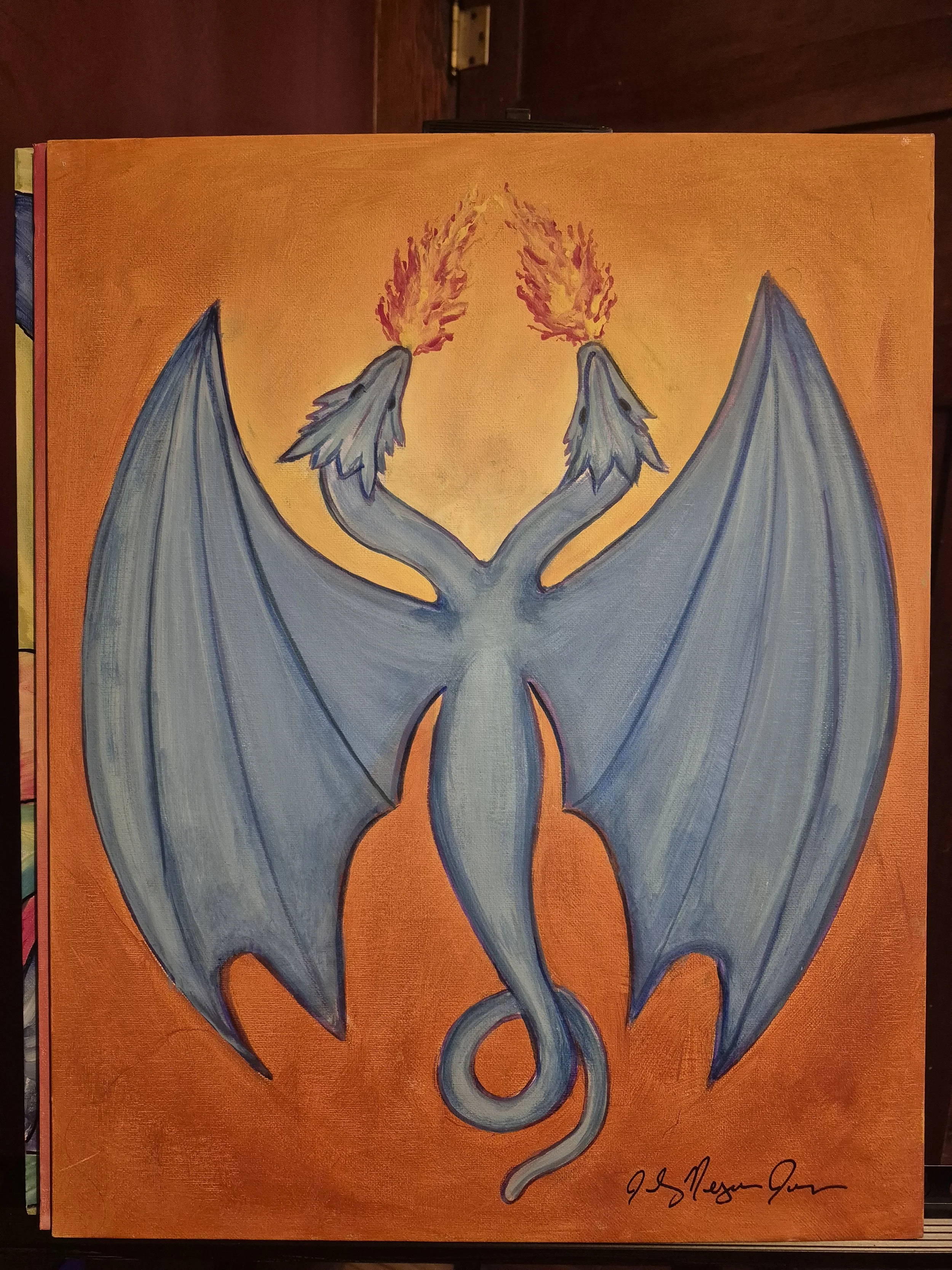 "Two Headed Dragon" | Original Painting by Jackey Neyman Jones | 16" x 20" Canvas | Painting A