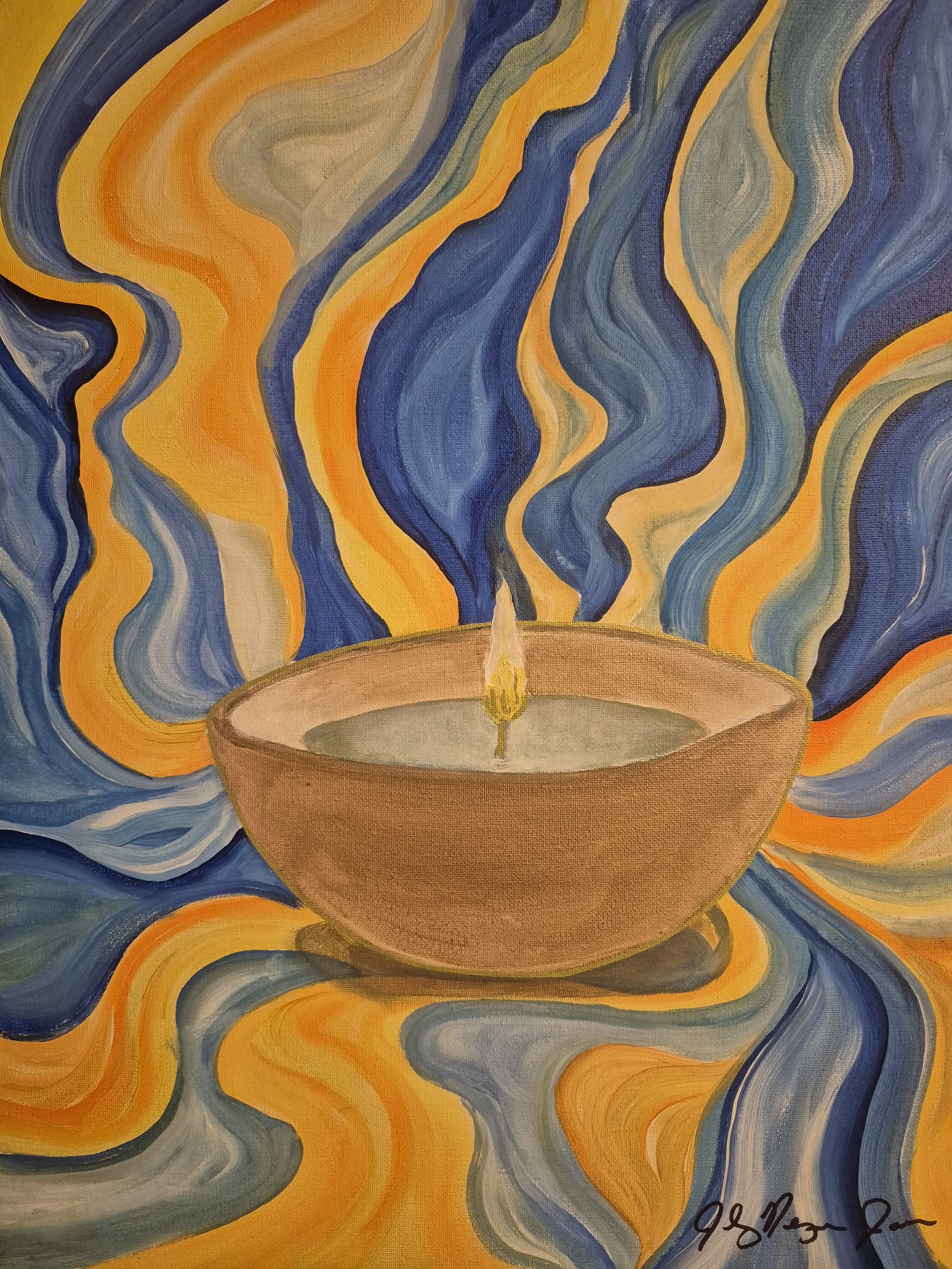 "Meditation Candle" | Original Painting by Jackey Neyman Jones | 16" x 20" Canvas | Painting A