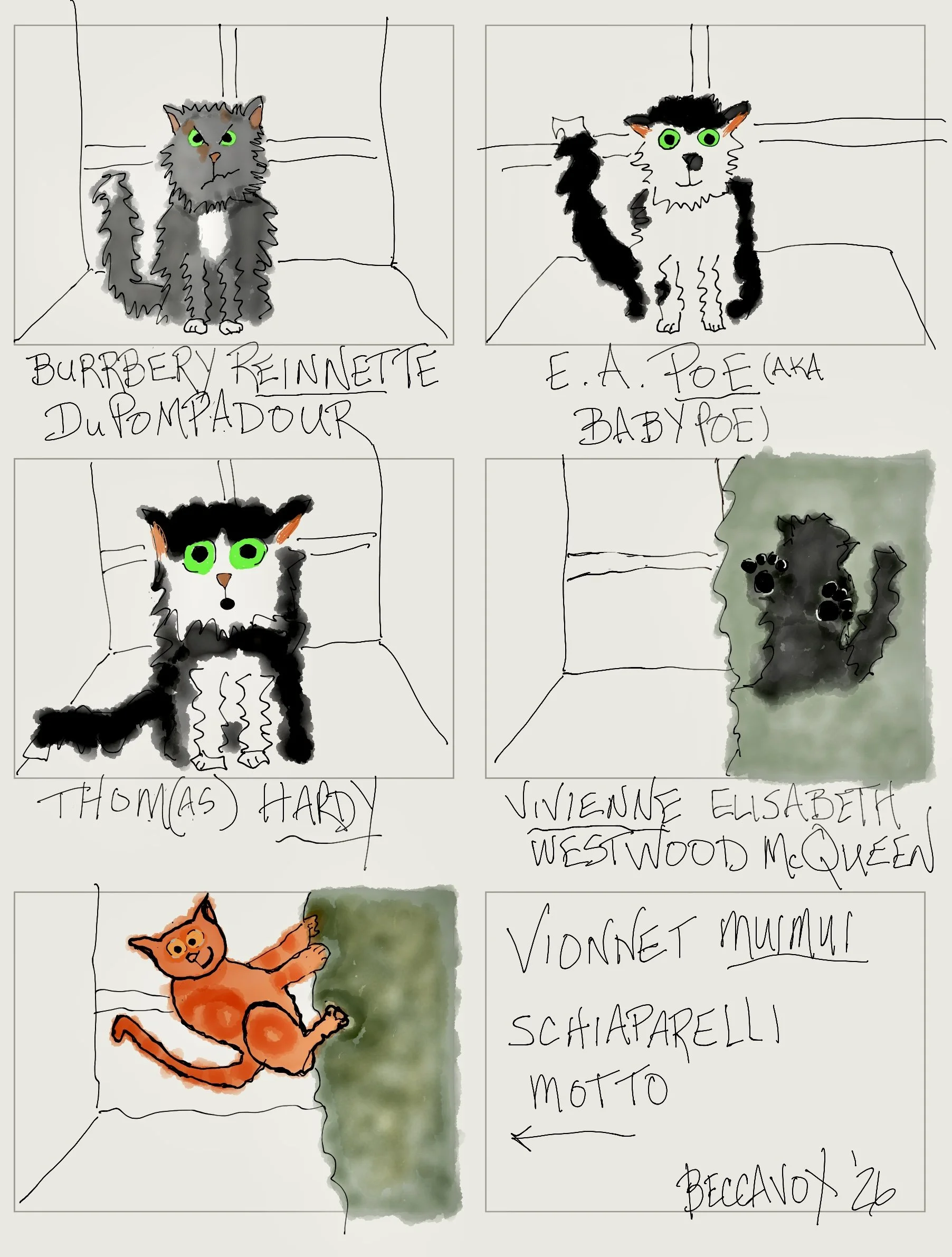 "My Curtain Clowder" by Rebecca Biggs