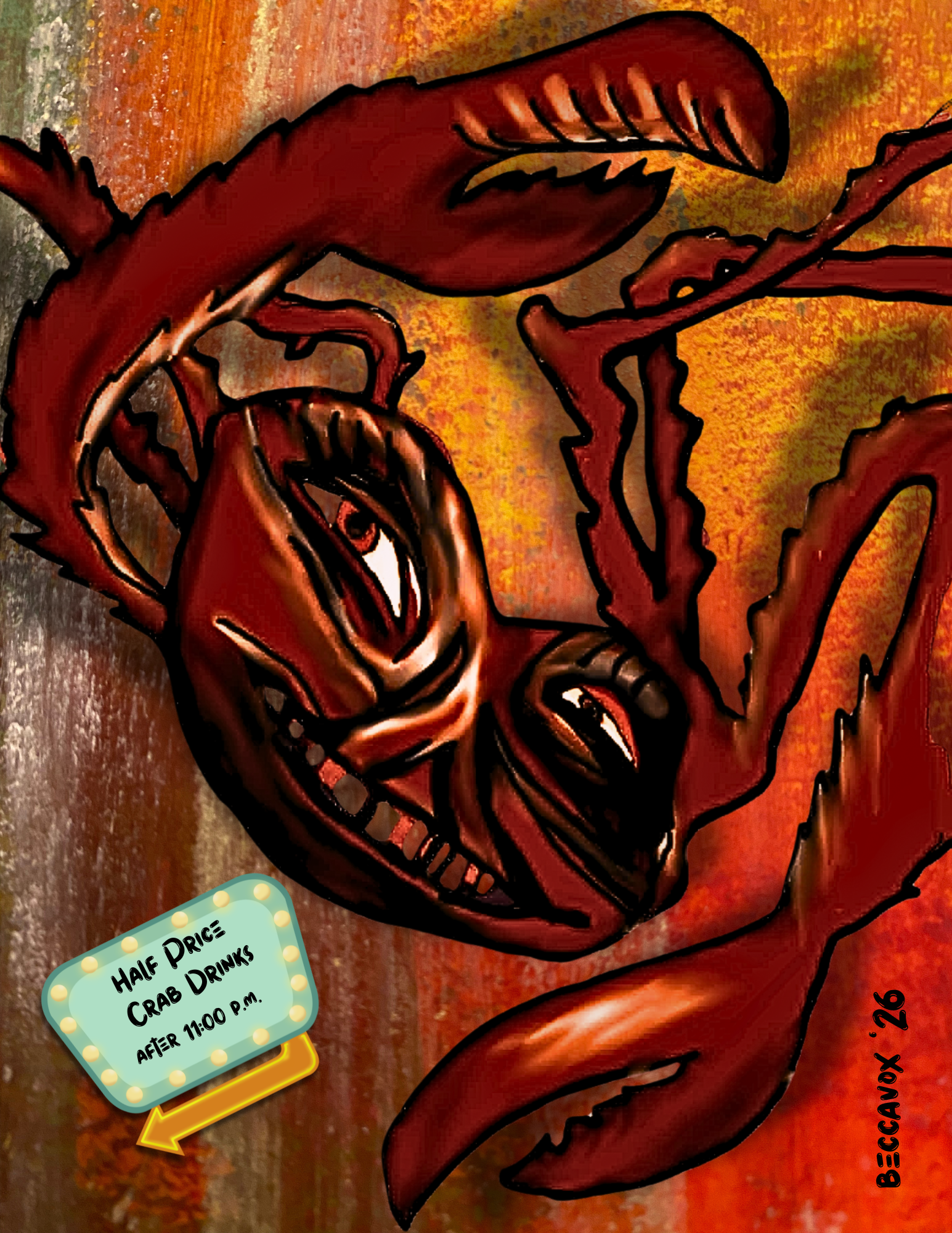 "Half Price Crab Drinks" by Rebecca Biggs