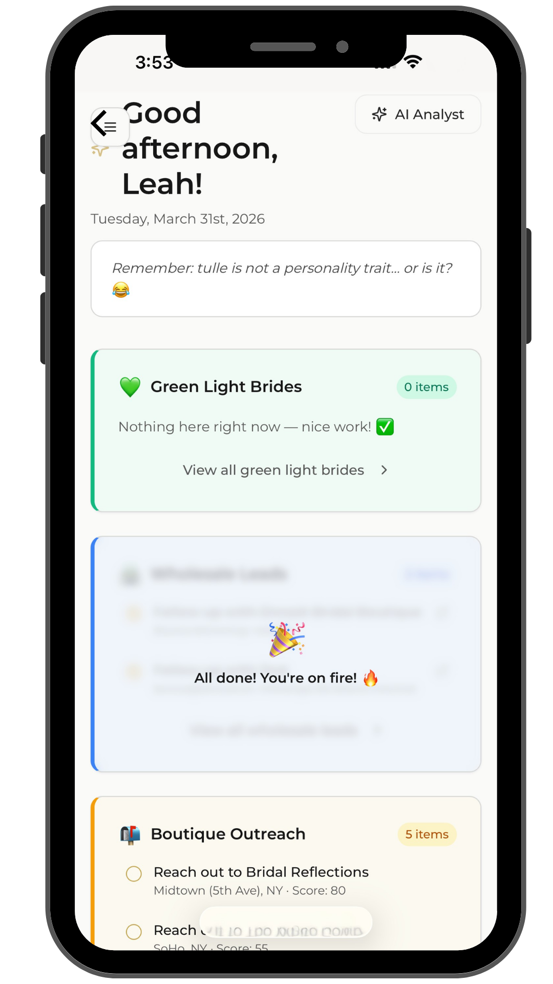 Dressit designer dashboard on an iphone