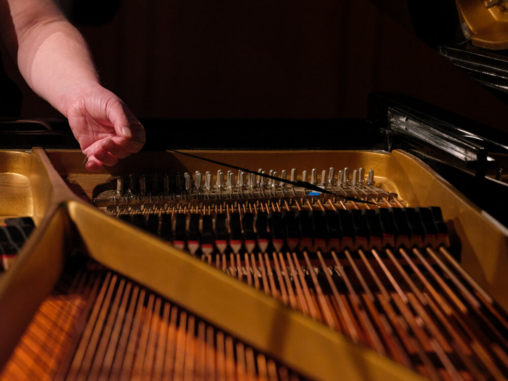  Rachel Iwaasa performs Camille Georgeson-Usher’s work,  through, in between oceans part 2 , 2020 in the Roy Barnett Hall, Music Building at the University of British Columbia, November 8, 2020, as part of&nbsp; Soundings: An Exhibition in Five Parts