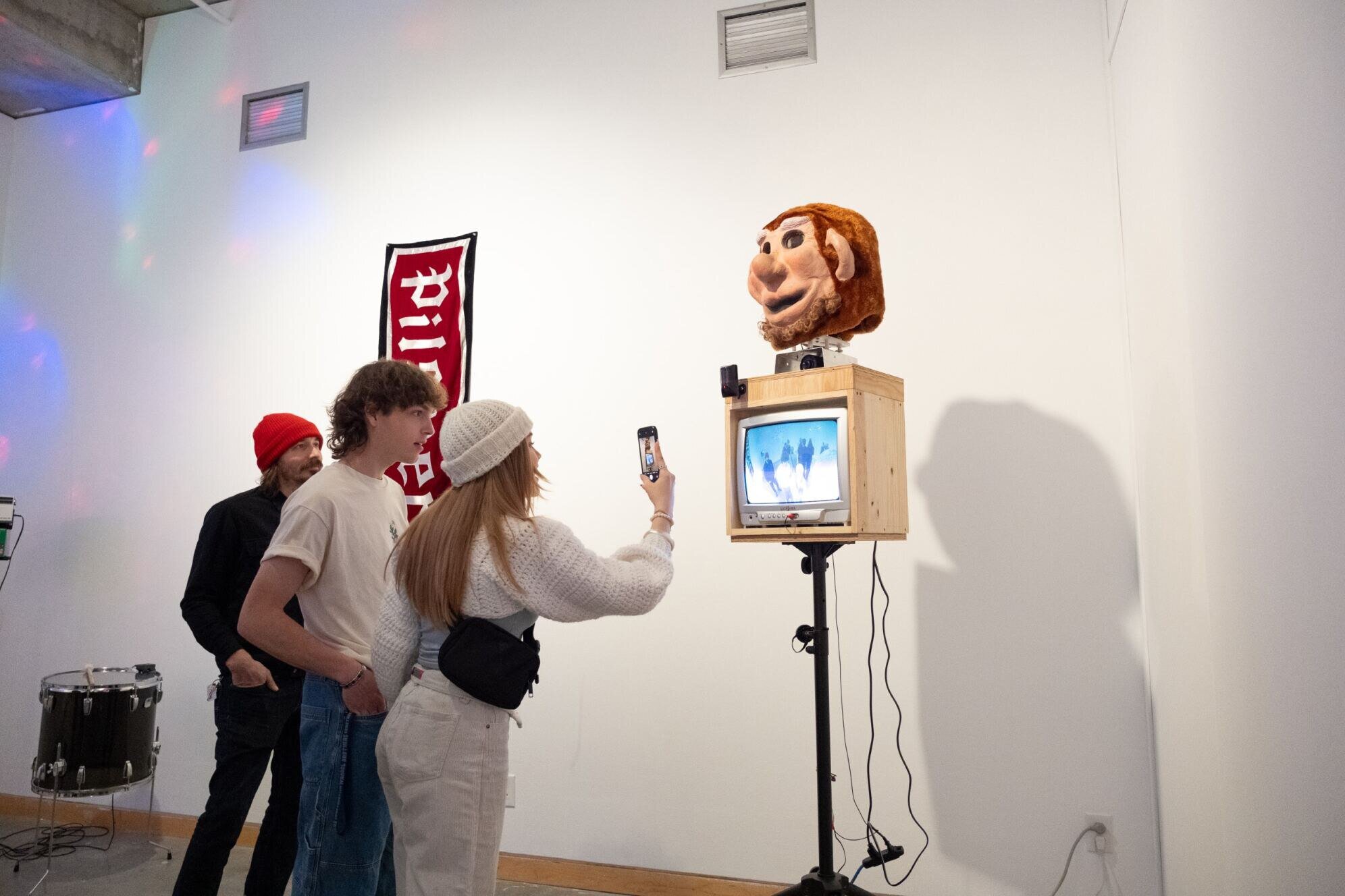 Have you stopped by The Cube to visit Bluto? Inspire your visit with an interview from CFJC&rsquo;s Tanya Cronin and curator Craig Willms! Cronin and Willms joke about the creepy nature of Bluto, noting his swiveling head that follows viewers with a 