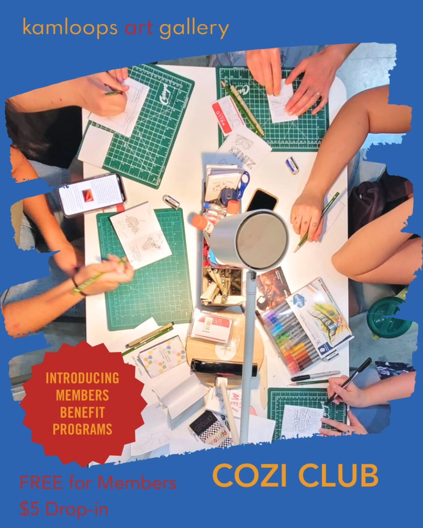 ✨ JOIN THE COZI CLUB ✨ 

To start off our new Members Benefits Programs we&rsquo;ll be bringing back COZI Club! 

Fridays, February 6, 13, 20 &amp; 27 
1:00 to 3:00 pm 
Ages 19+ 
FREE for Members, $5 Drop-in each session 

Join local artist Charlie N