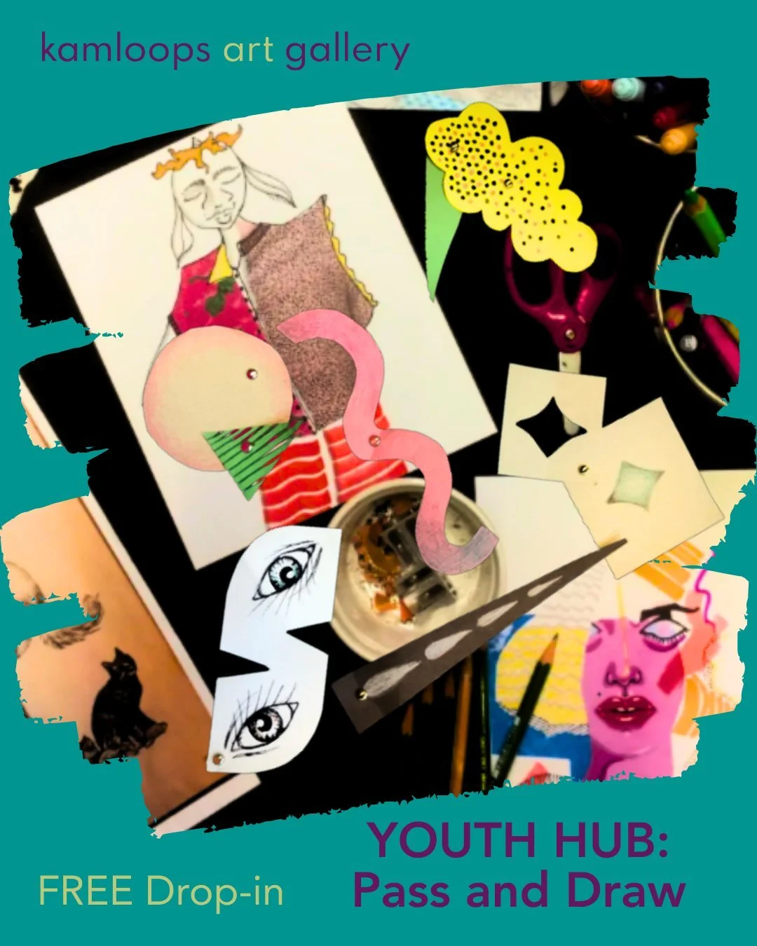 ✍️ Youth collaborative drawing ✍️ 

Friday, February 11 
3:30 to 5:00 pm 
Ages 12 to 18 
FREE Admission, Drop-in 
Kamloops Library - downtown 

Join KAG art instructor Jyelle Vogel for a creative and laughter-filled drawing session where collaboratio