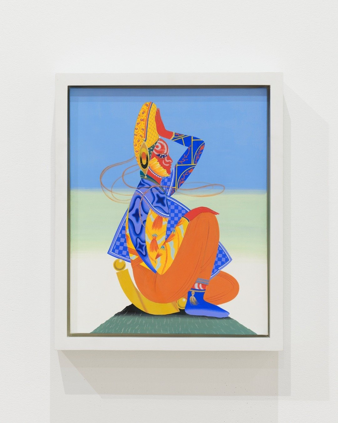 ARTWORK SPOTLIGHT: Seated Sentinel 

Seated Sentinel, 2019 mixed media on paper, Collection of David Heden. 

The figure is wearing beautiful elaborately designed armor that features embellishments, glamorous jewelry and decorative textiles inspired 