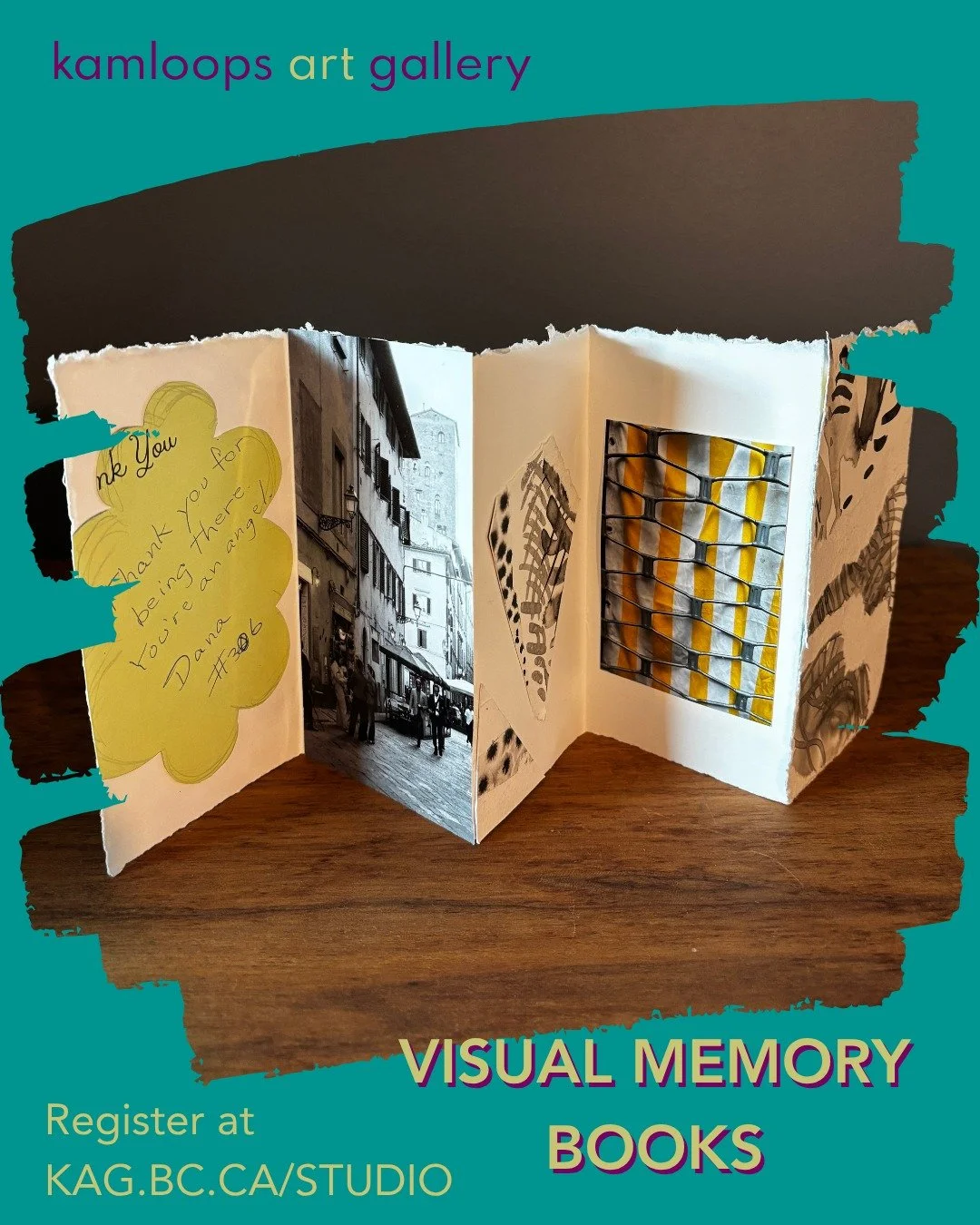 Join us in our studios for a welcoming, family-friendly workshop to create your own visual memory book! 

Saturday, April 18 
1:30 to 3:30 pm 
FREE, all ages 
Register at kag.bc.ca/studio 

We will transform objects and ephemera &ndash; photographs, 