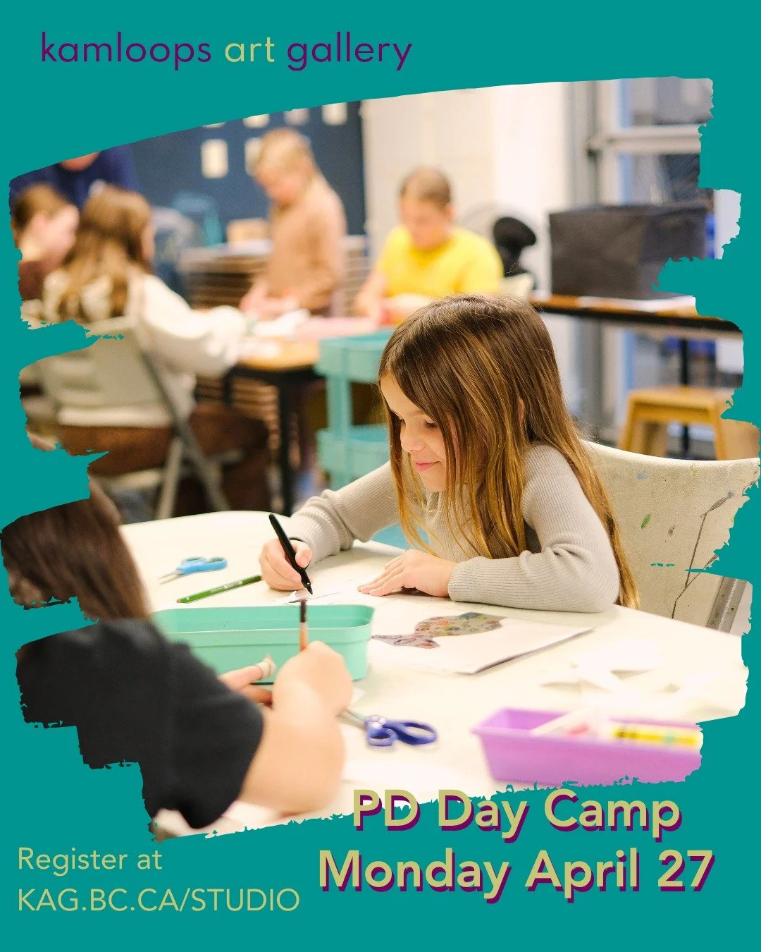 🌱Earth Week at the Gallery! 🌎 

Monday, April 27 
9:00 am to 3:00 pm 
Ages 5 to 12 
$50 // $45 for members 
Register at kag.bc.ca/studio 

Join us for a fun-filled day of art making and exploration. Celebrate Earth Week with us as we connect art an