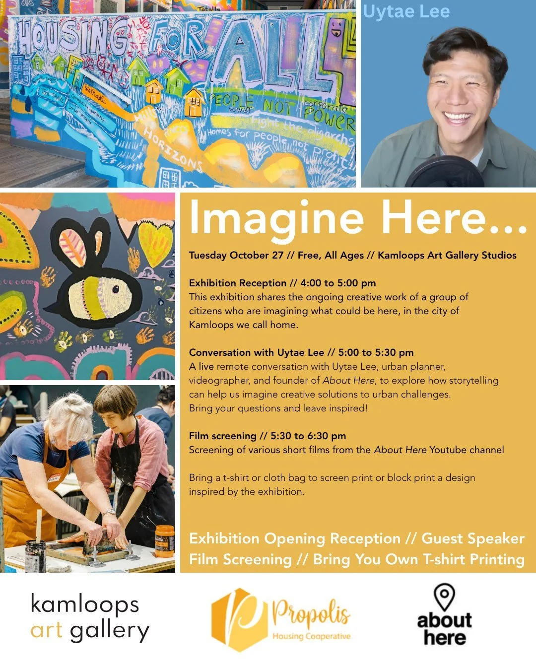 🐝 How can we build better cities that work for everyone? ⬇️ 

Tuesday, October 27 
Reception // 4:00 to 5:00 pm 
Conversation with Uytae Lee, host of About Here // 5:00 to 5:30 pm 
Film screening // 5:30 to 6:30 pm 
All ages, FREE 

Join us for a sp