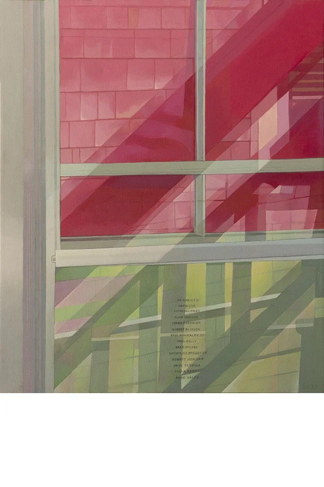 Stairs, Acrylic, pen and pencil on canvas, 28 x 34 x 1-1/4" depth, 2017