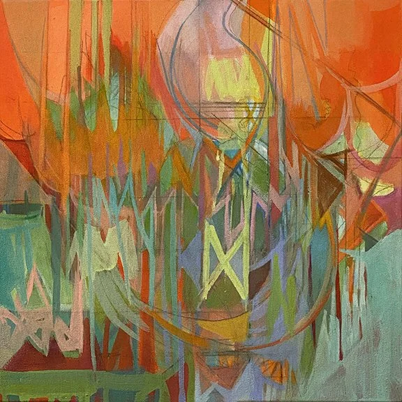 Geometric Abstract #4, Acrylic, pen and pencil on canvas, 16 x 16" x 1-1/2" depth, 2015