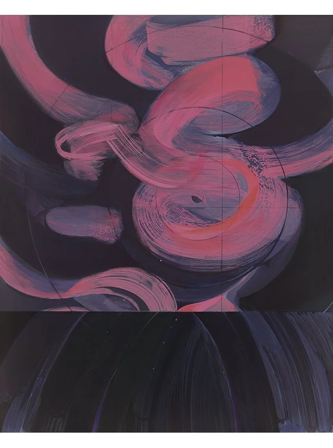 pinkblk&blue, Acrylic on canvas, 24 x 30", 2026
