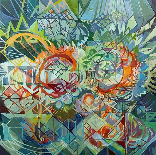 Geometric Abstract #8, Acrylic, pen and pencil on canvas, 24 x 24 x 1-1/4“ depth, 2016
