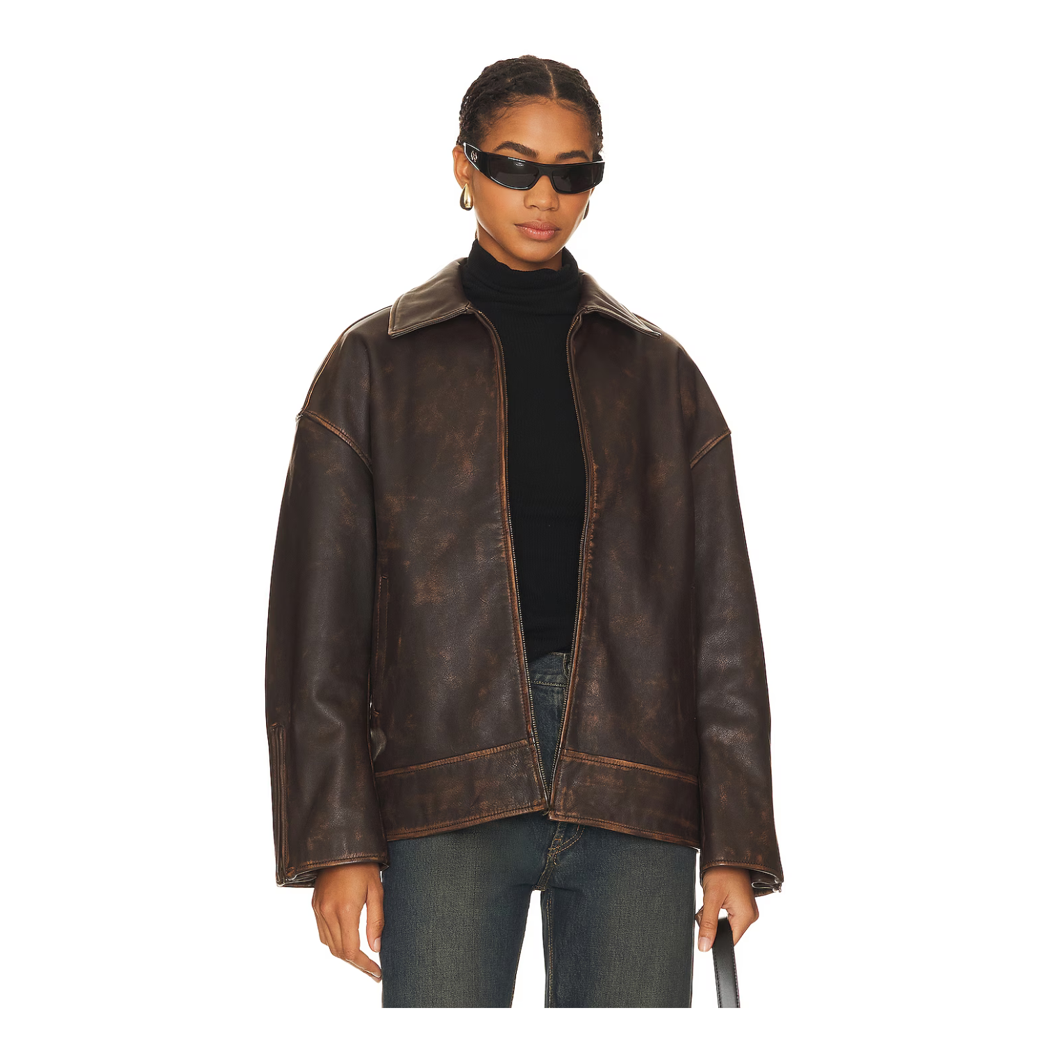 GRLFRND Alek Distressed Leather Jacket, $615
