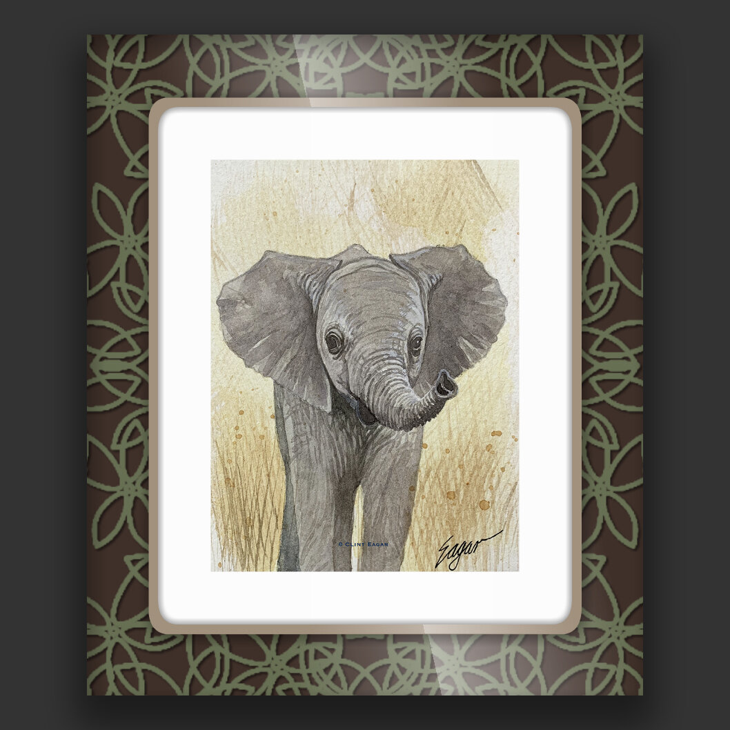 Framed Baby Elephant - Acrylic with Pattern | Shop Clint Eagar Design.jpg