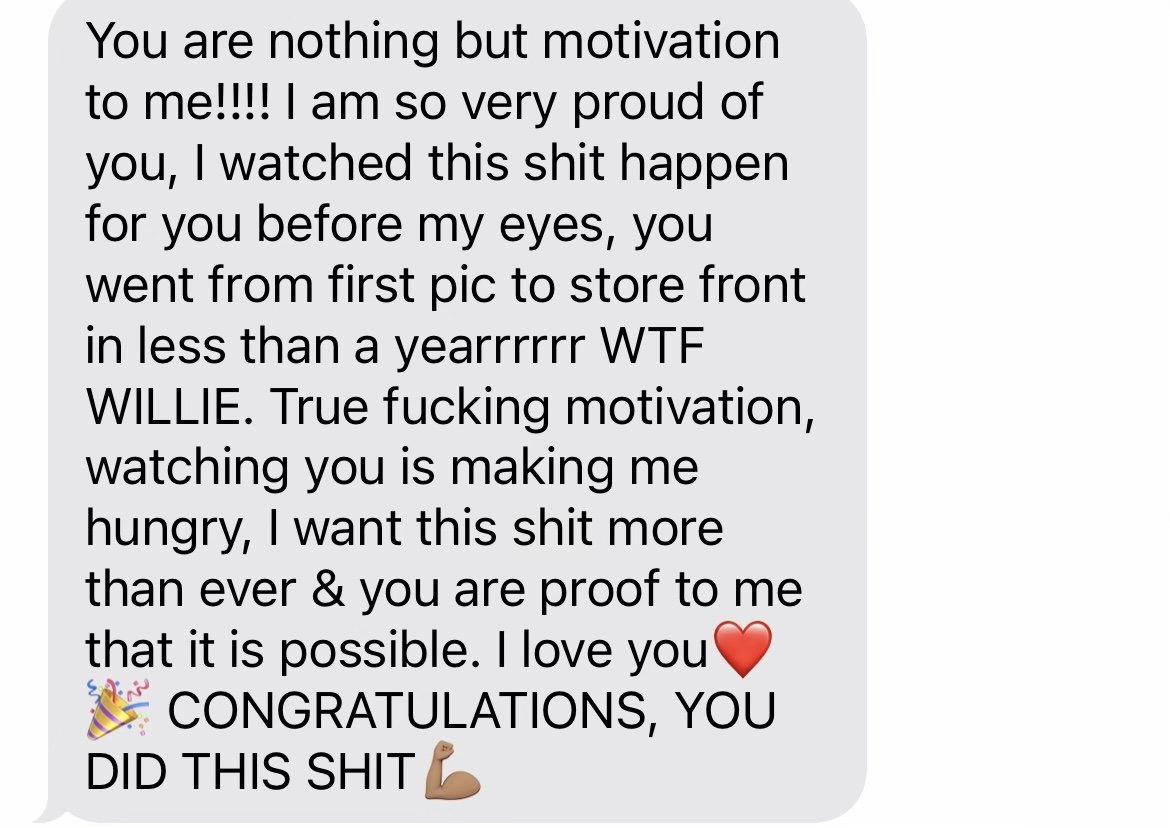 A message expressing pride and motivation, celebrating someone's achievement with emojis of a party hat, a heart, and a flexed bicep.