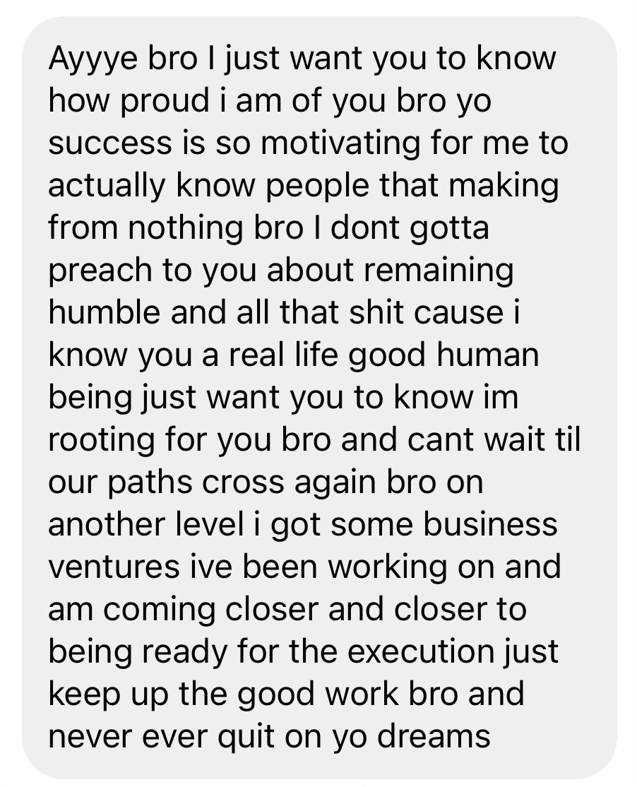 A heartfelt motivational message expressing pride in a friend's success, encouraging humility, perseverance, and dedication to achieving dreams.