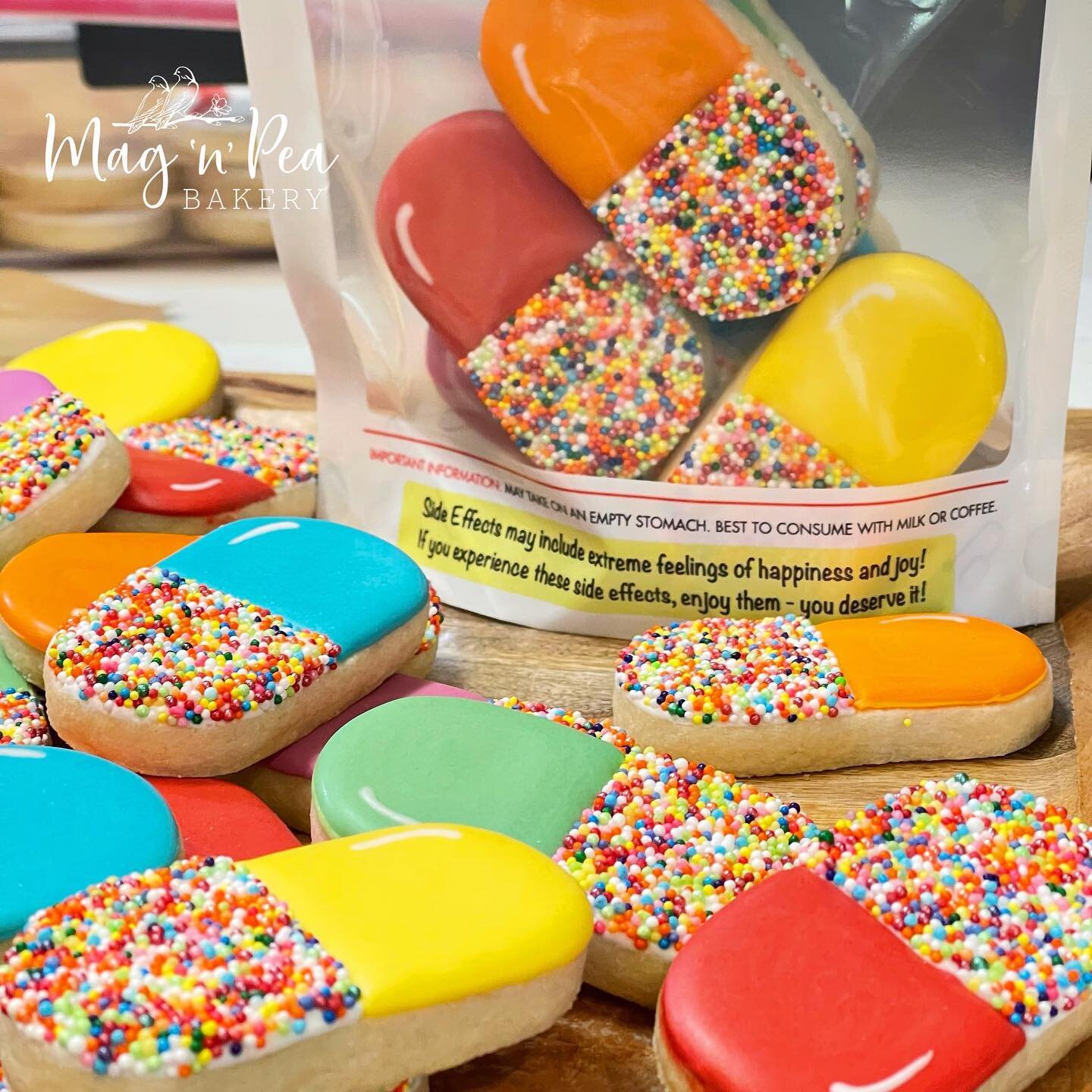 Take twice a day for a week. Call me for refills. 😊

These brightly colored, custom-mixed sprinkled and perfectly sized cookies are sure to lift anyone&rsquo;s spirits. 

#magnpeabakerycookies 
#magnpeabakery 
#customcookies 
#customcookiessacrament