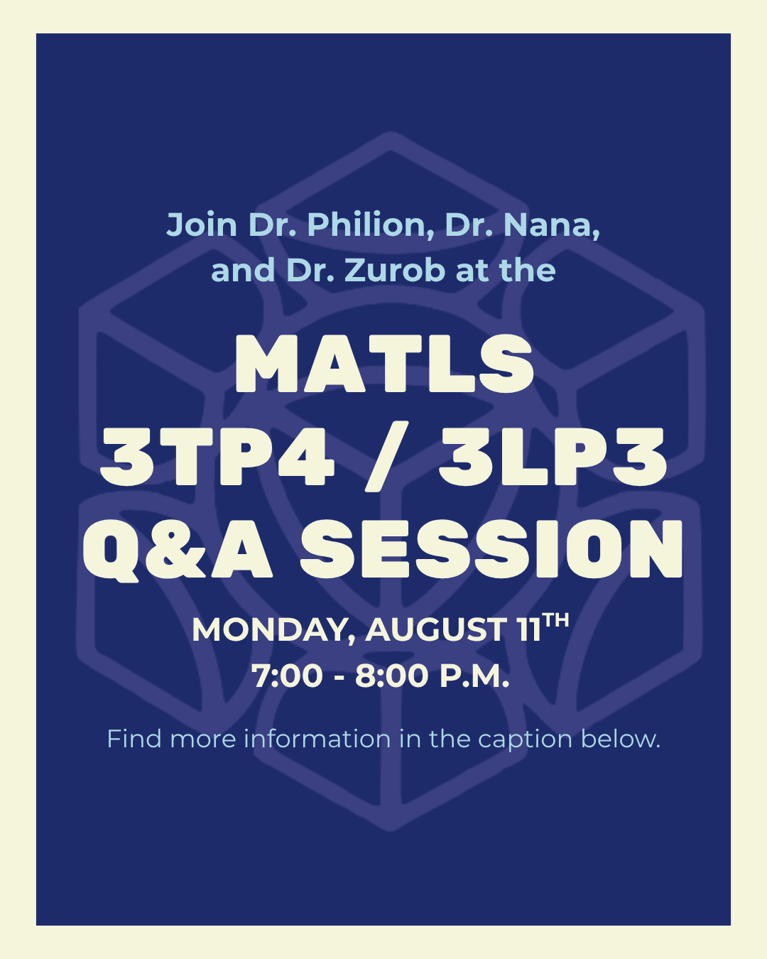MATLS 3TP4 / 3LP3 Info Session