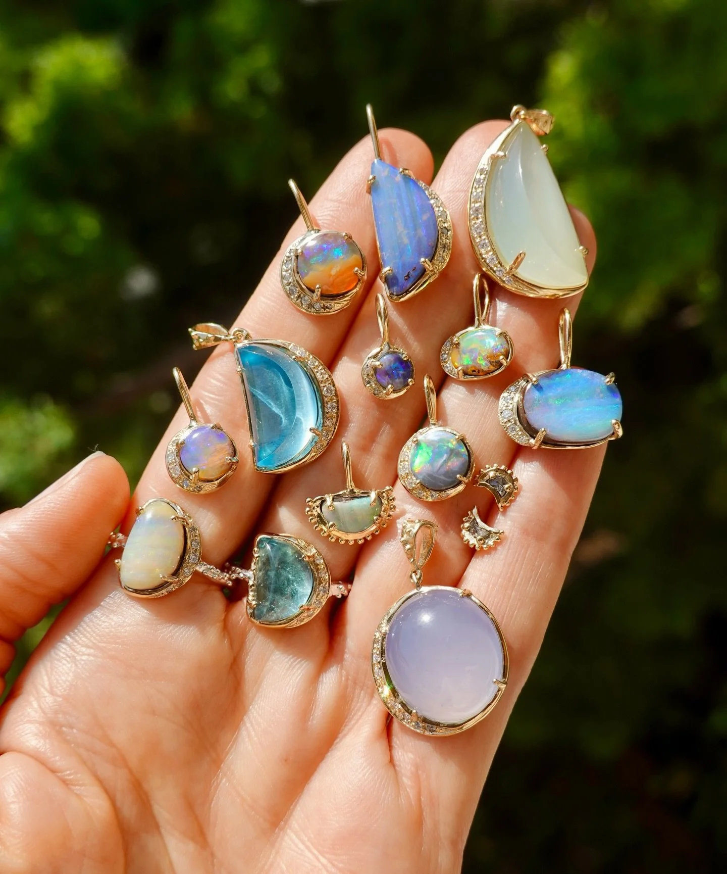 In honor of Artemis II returning home today&hellip; Let&rsquo;s take a peek at this special collection of Tidal Moons I made in celebration of a vibrant Spring. This collection was designed around some of my most treasured gemstones that I&rsquo;ve c