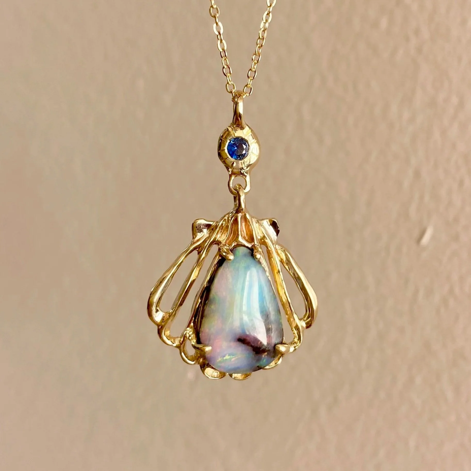 opal scallop shell necklace