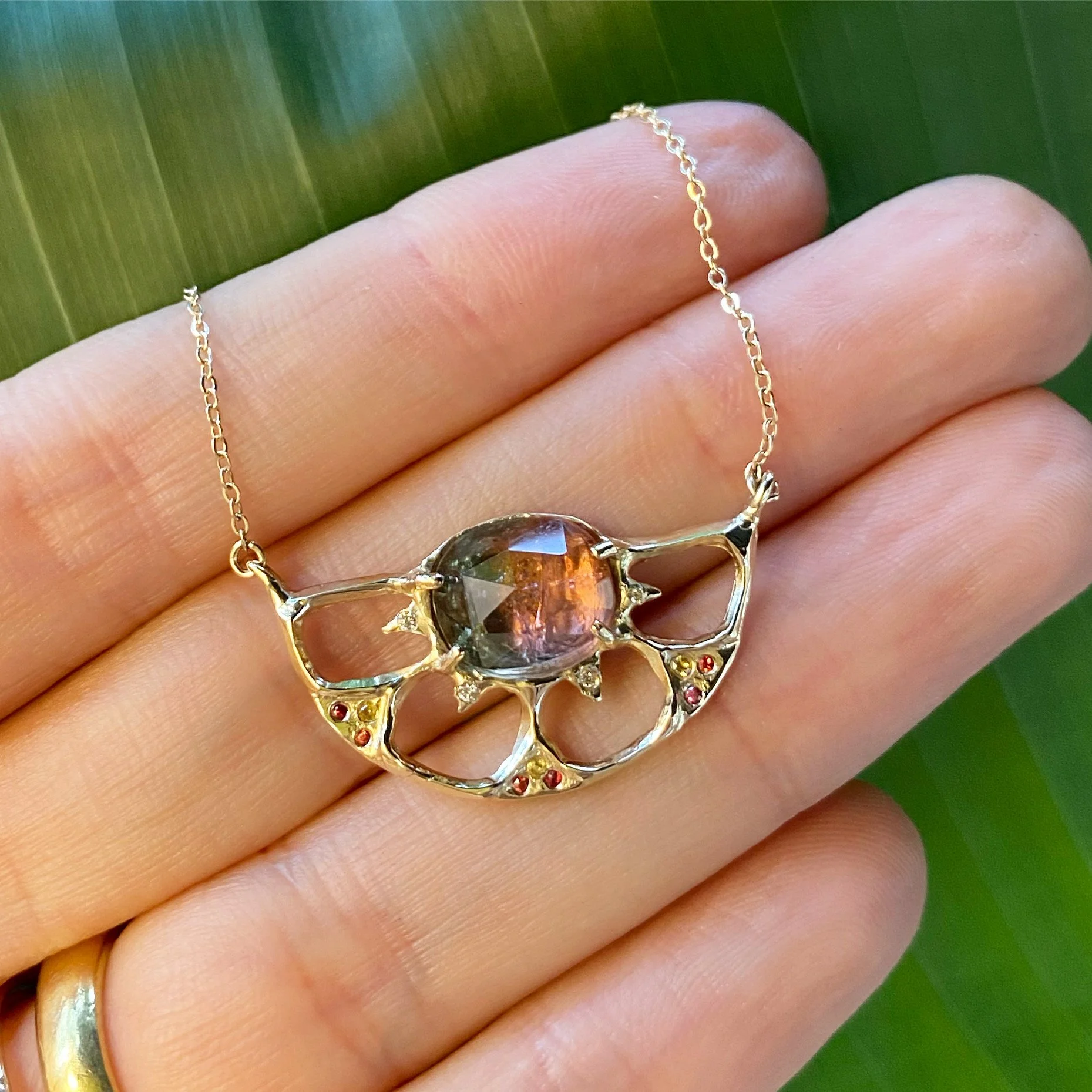 bicolor tourmaline sunrise necklace
