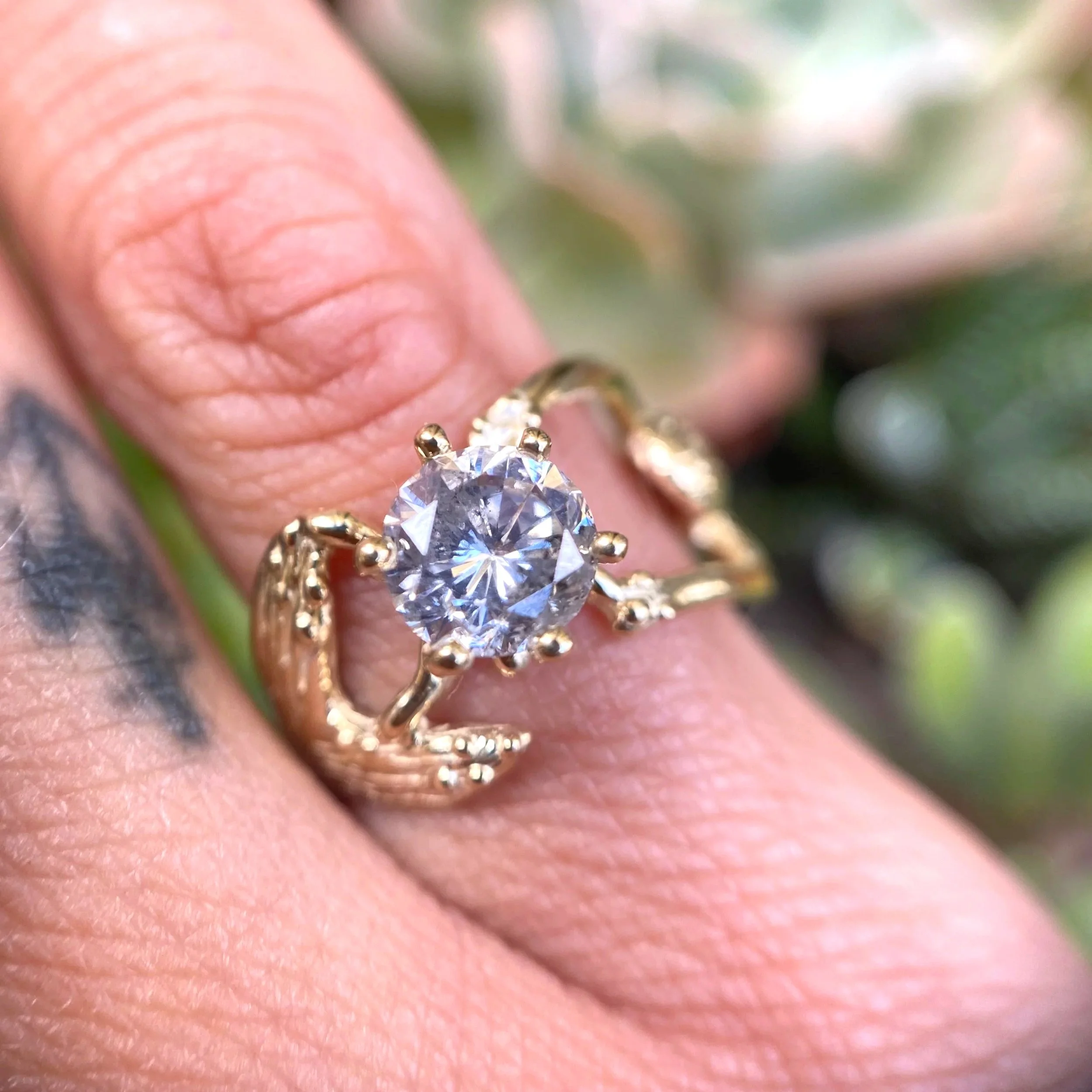 antique diamond mermaid hug 14k gold