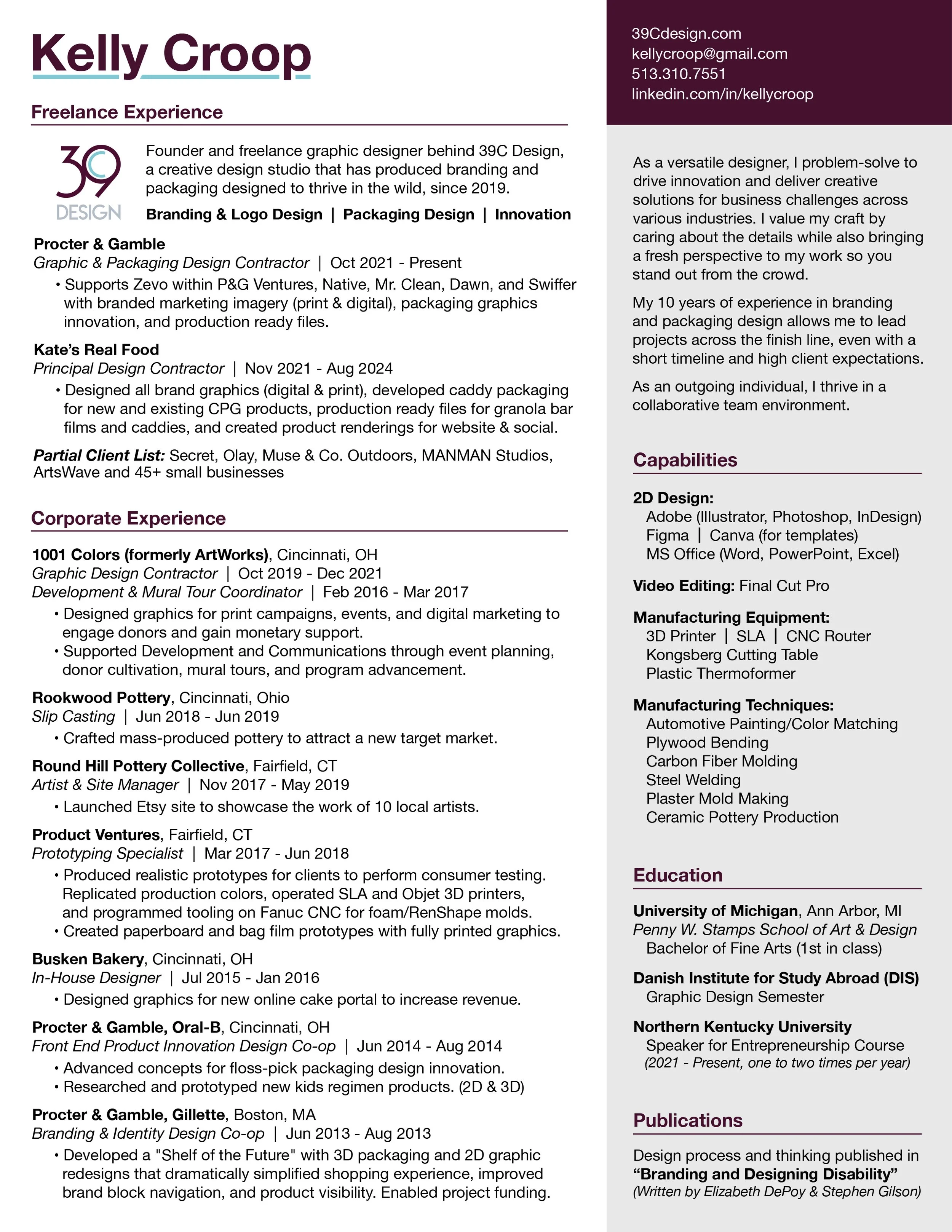 Kelly Croop 39C Design Resume 2026