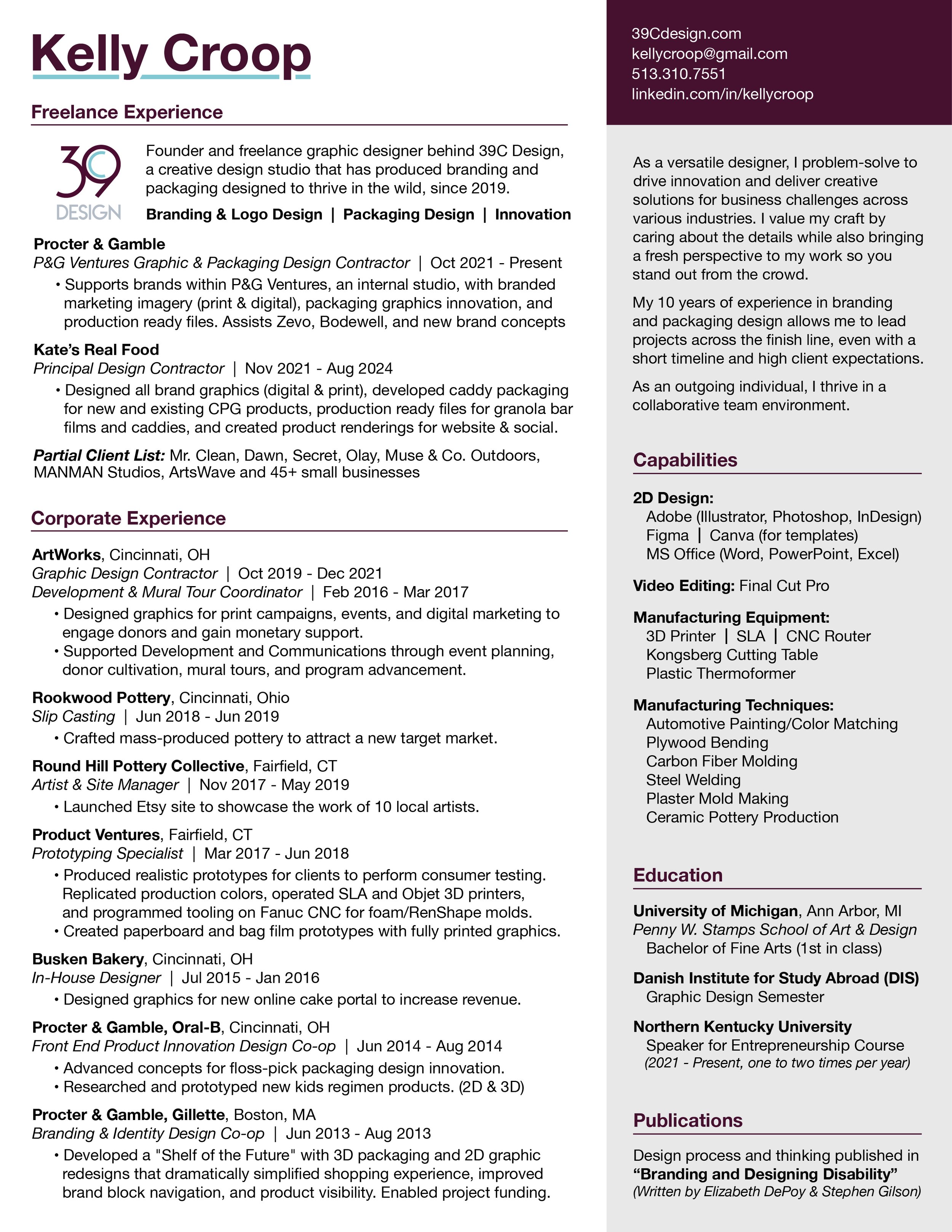 Kelly Croop 39C Design Resume 2026