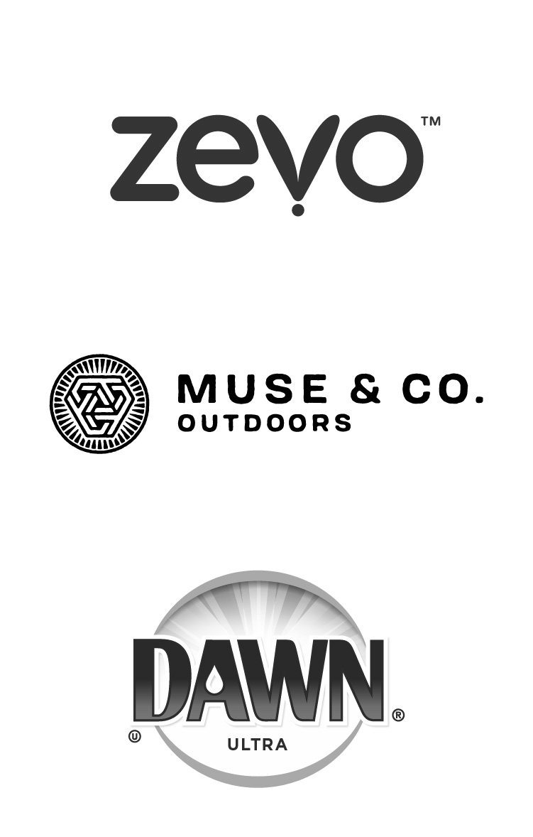 Detroit and Cincinnati and Salt Lake City Freelance Graphic Designer Client Collaborations (Zevo and Muse & Co Outdoors and Dawn)