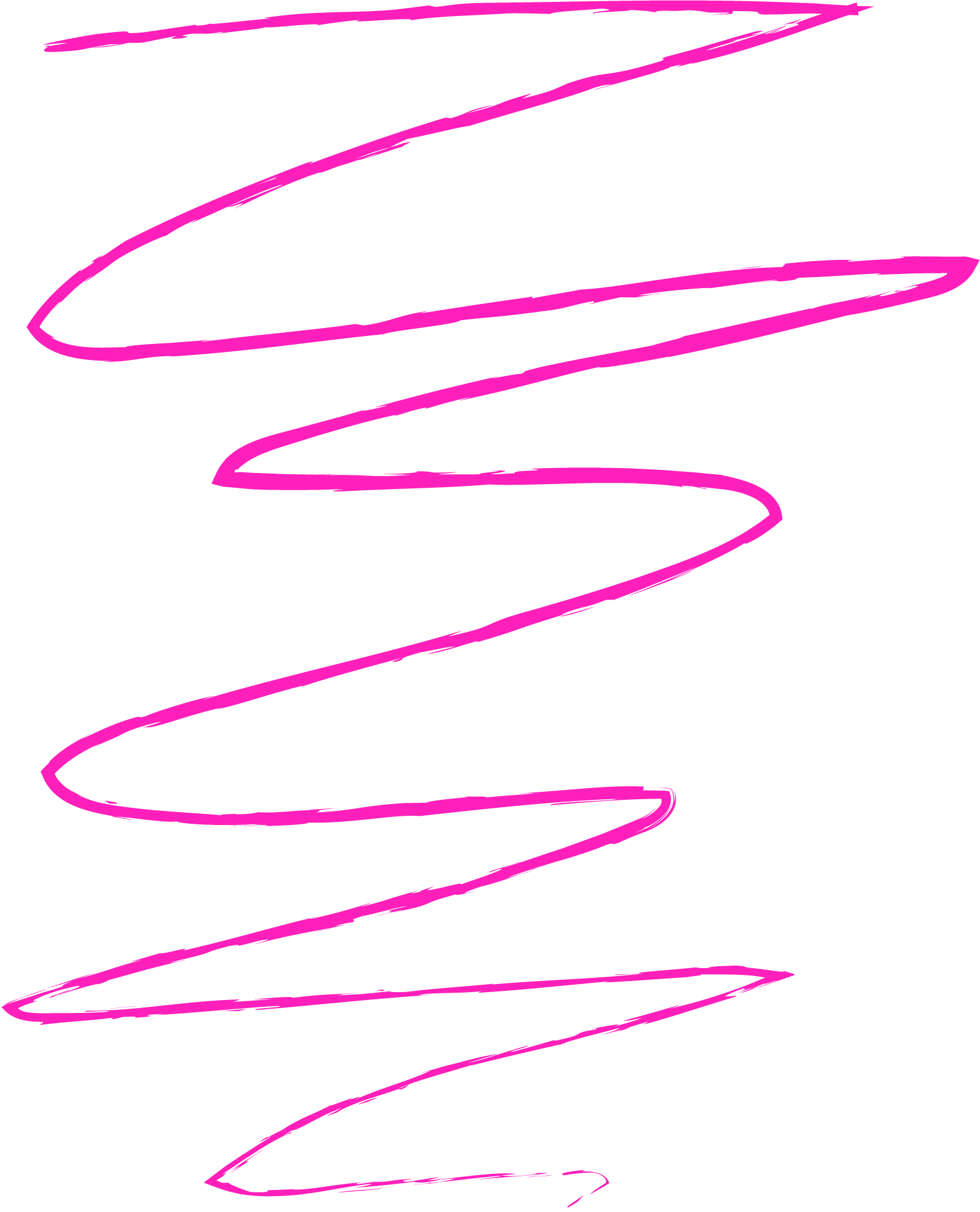 Pink spiral doodle on black background.