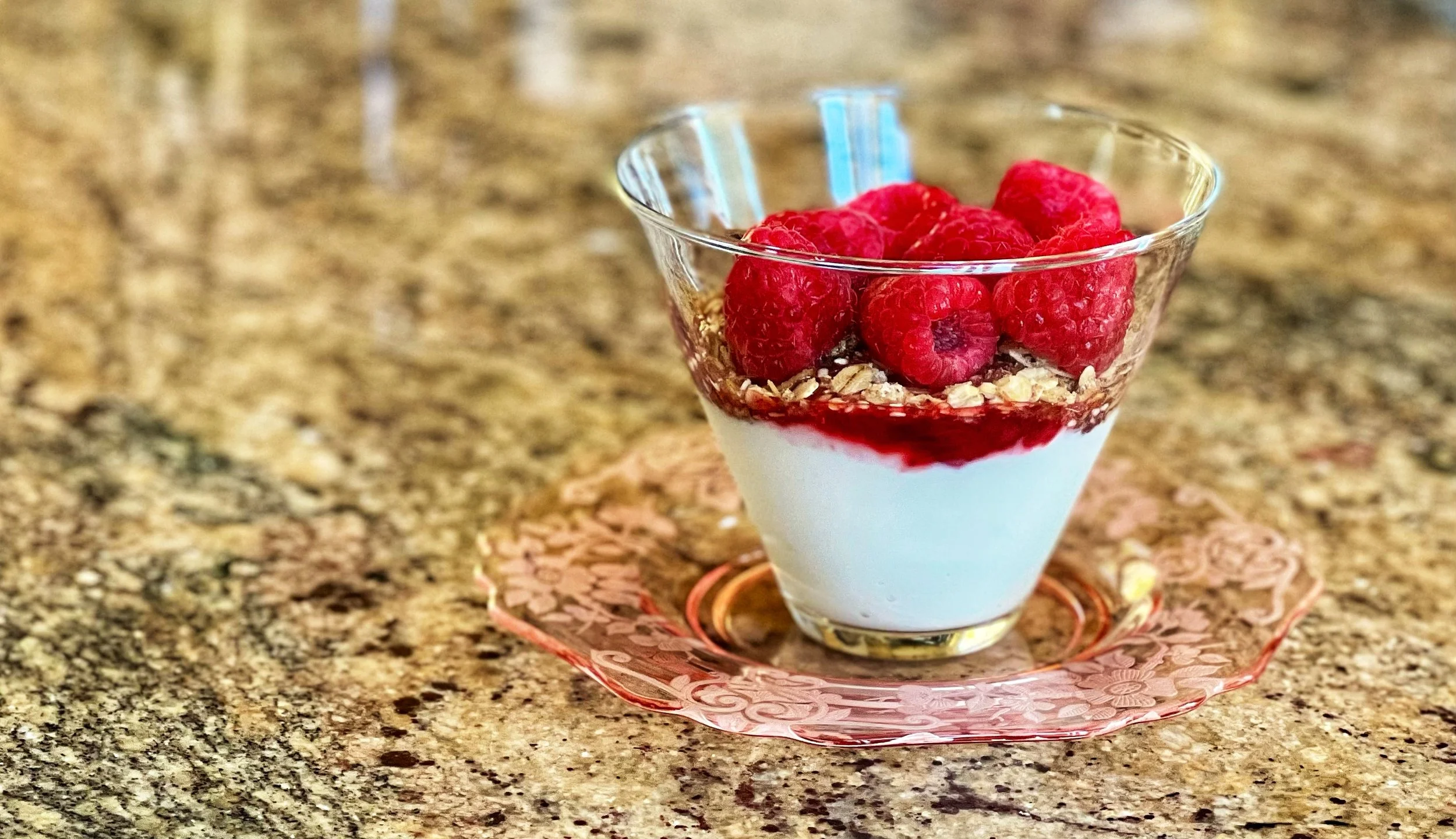 Raspberry Yogurt with Granola