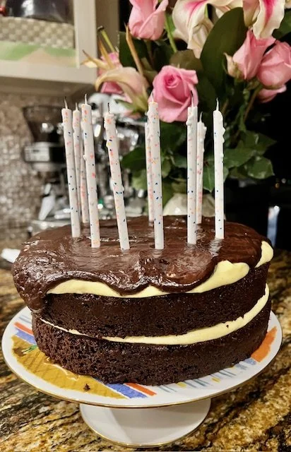 Chocolate Cake with Passion Fruit Cheesecake Filling