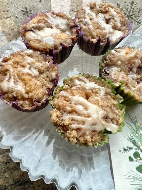 Sourdough Blackberry Cutie Muffins with Streusel and a Cardamom Glaze