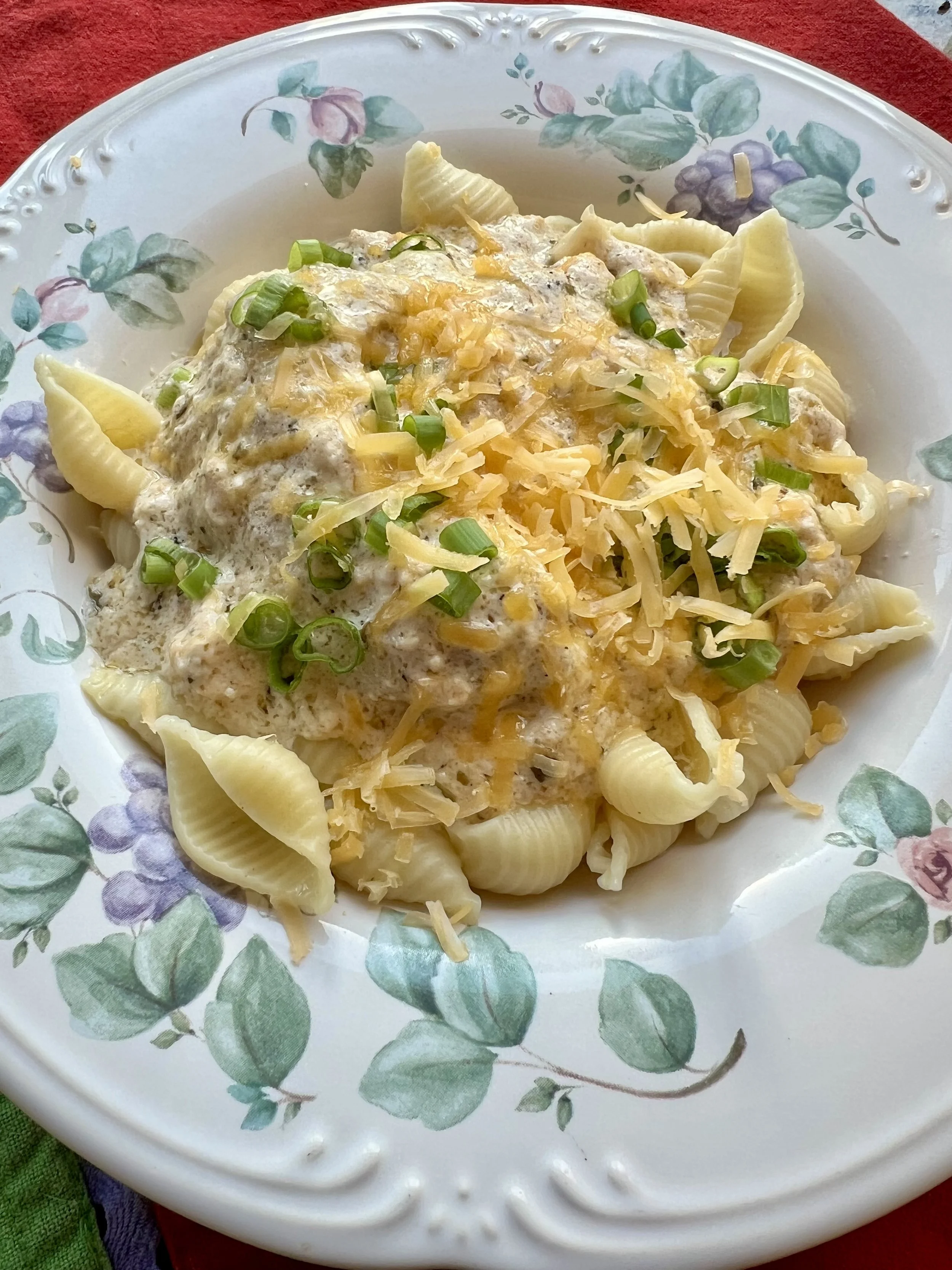 Slow Cooker Cream Cheese Chicken over Pasta