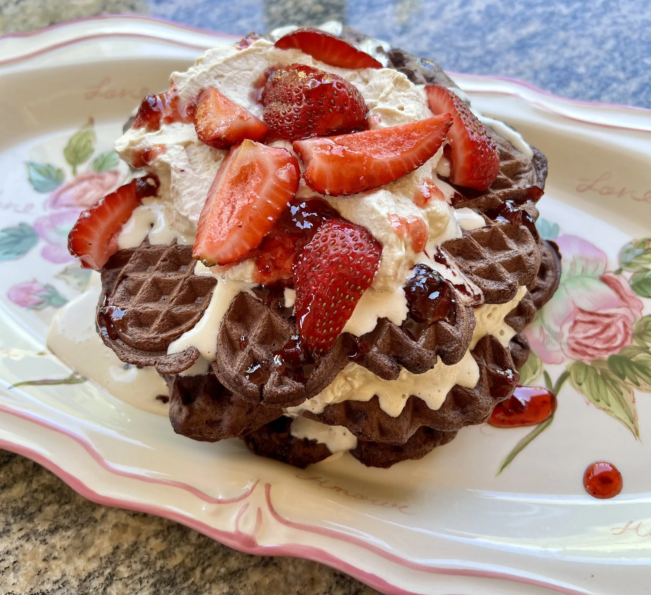 Mocha Waffles with Coffee Mascarpone Cream