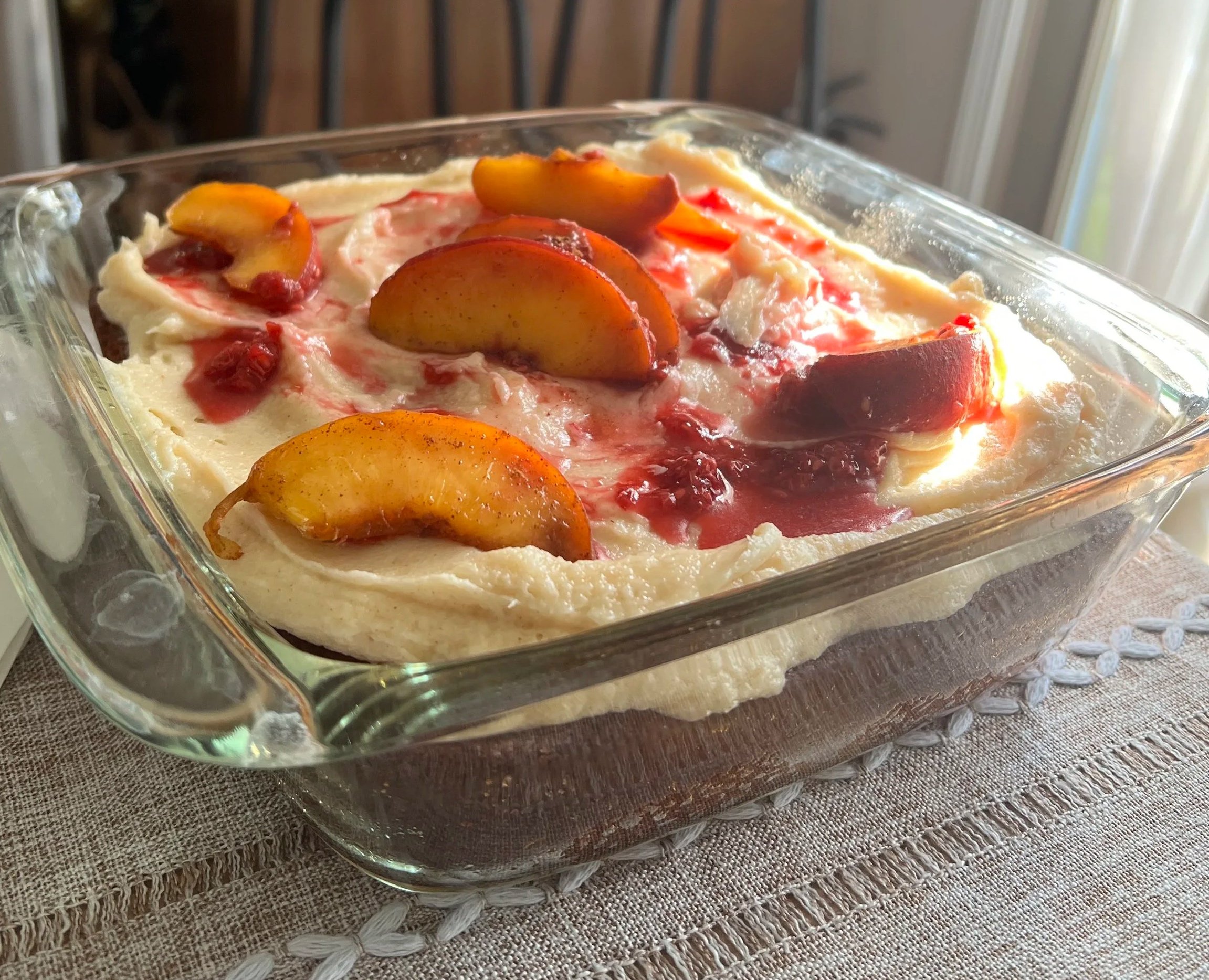Peach Sheet Cake with Brown Butter Frosting