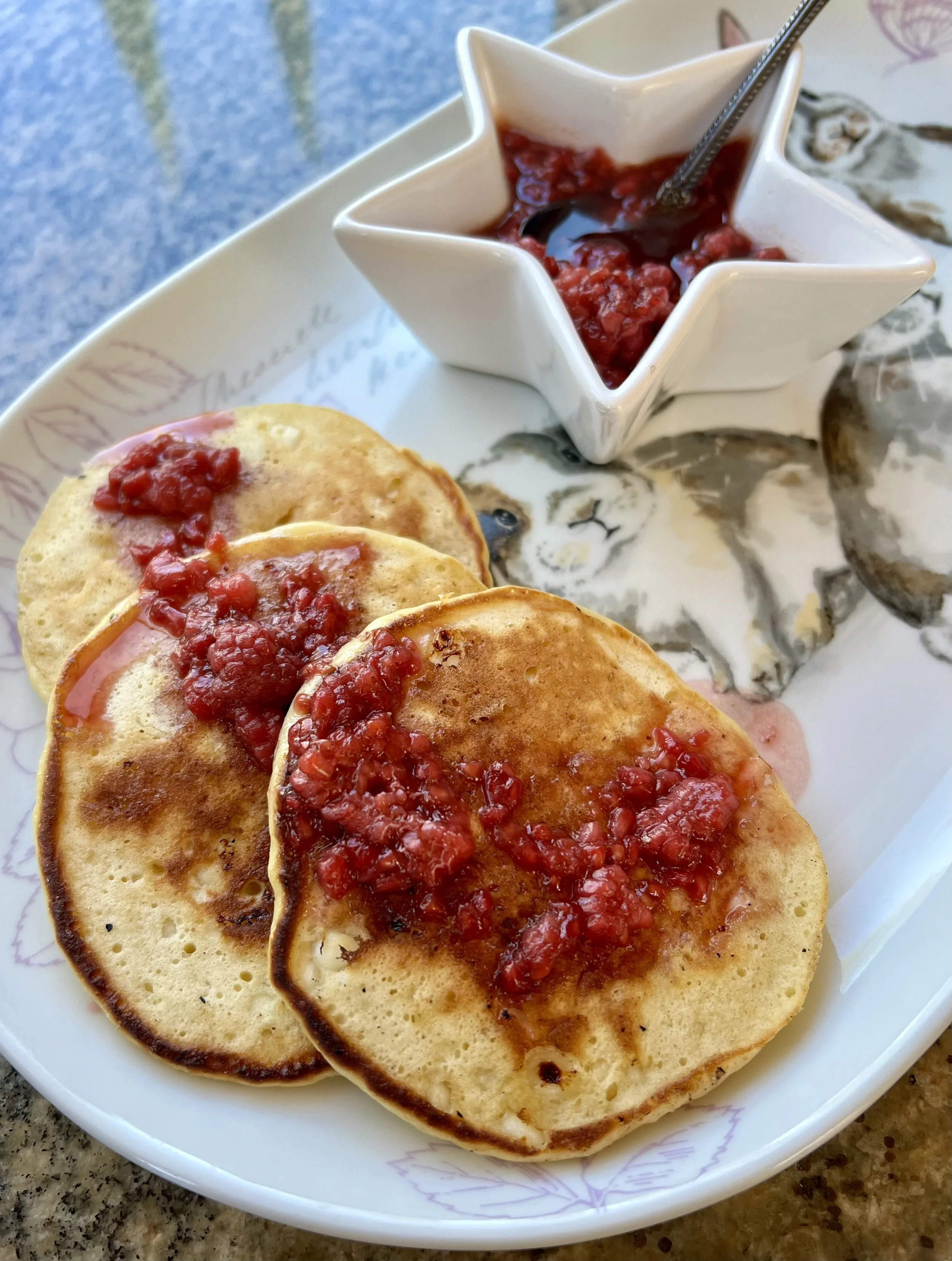 Cottage Cheese Pancakes with Raspberry Compote
