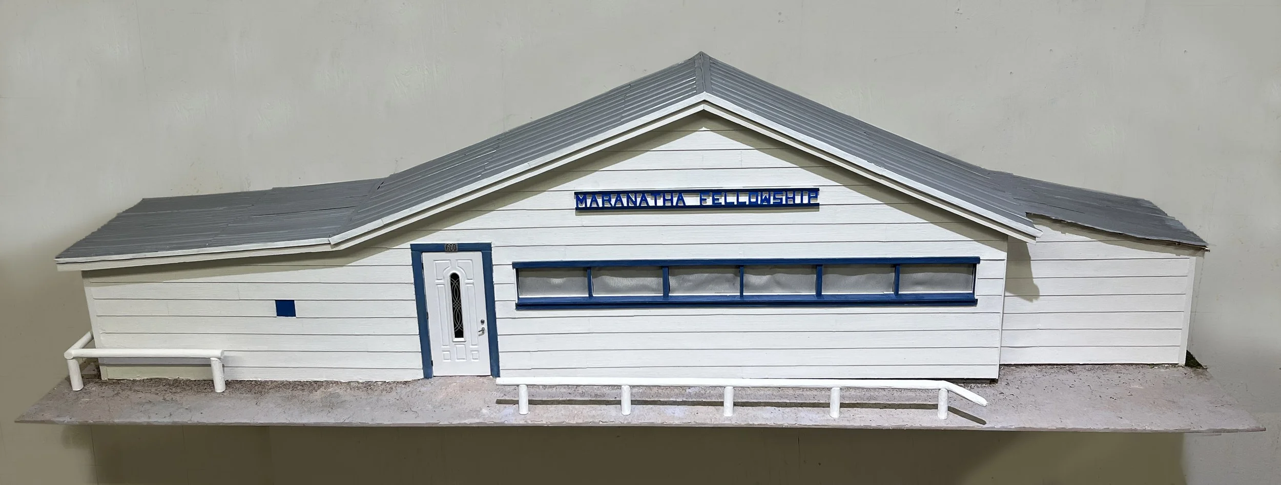 600 US-180, Albany, TX  2025 Mixed media. 16.5" x 57" x 10" (scale 1:12) 32.73101, -99.28539
