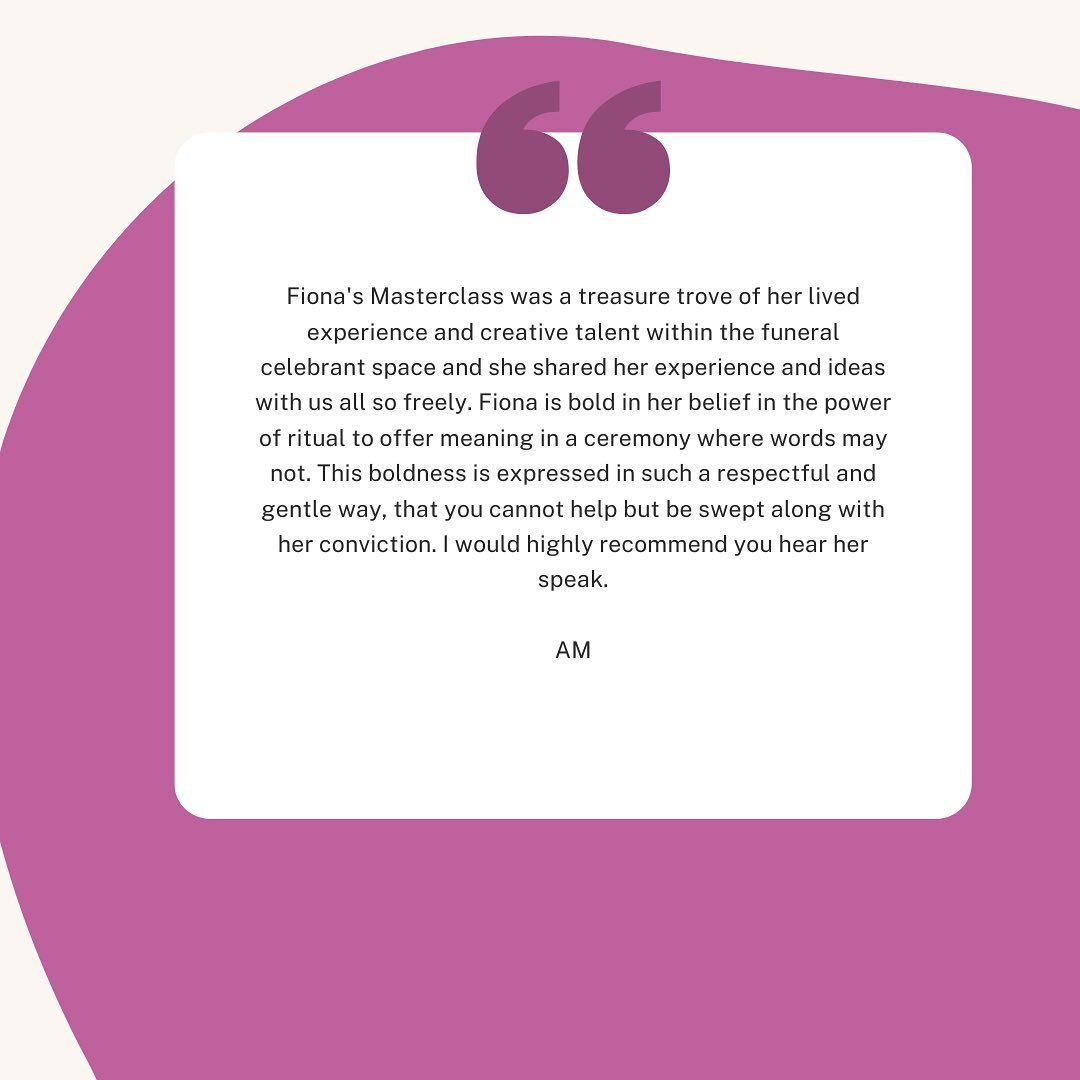 More incredible feedback on last weeks masterclass on personalising ceremonies #deadlyseriousmasterclass #funeraltraining #funeralcelebrant