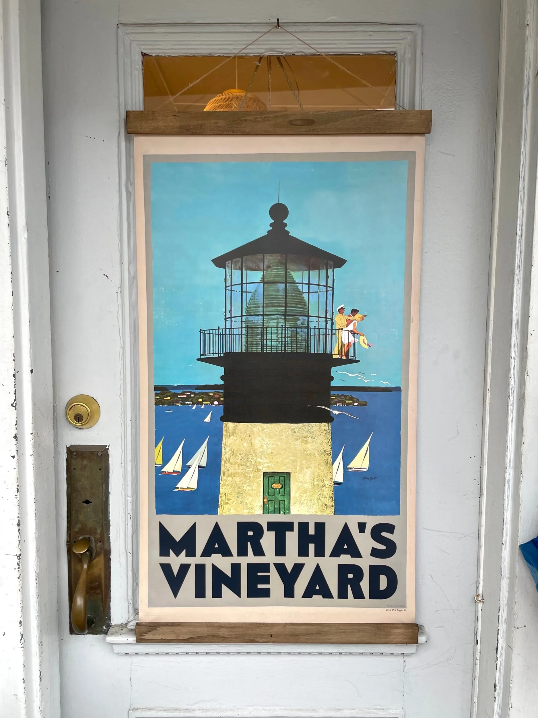 Inkwell Beach Oak Bluffs Martha's Vineyard Brown Leather Keychain Key