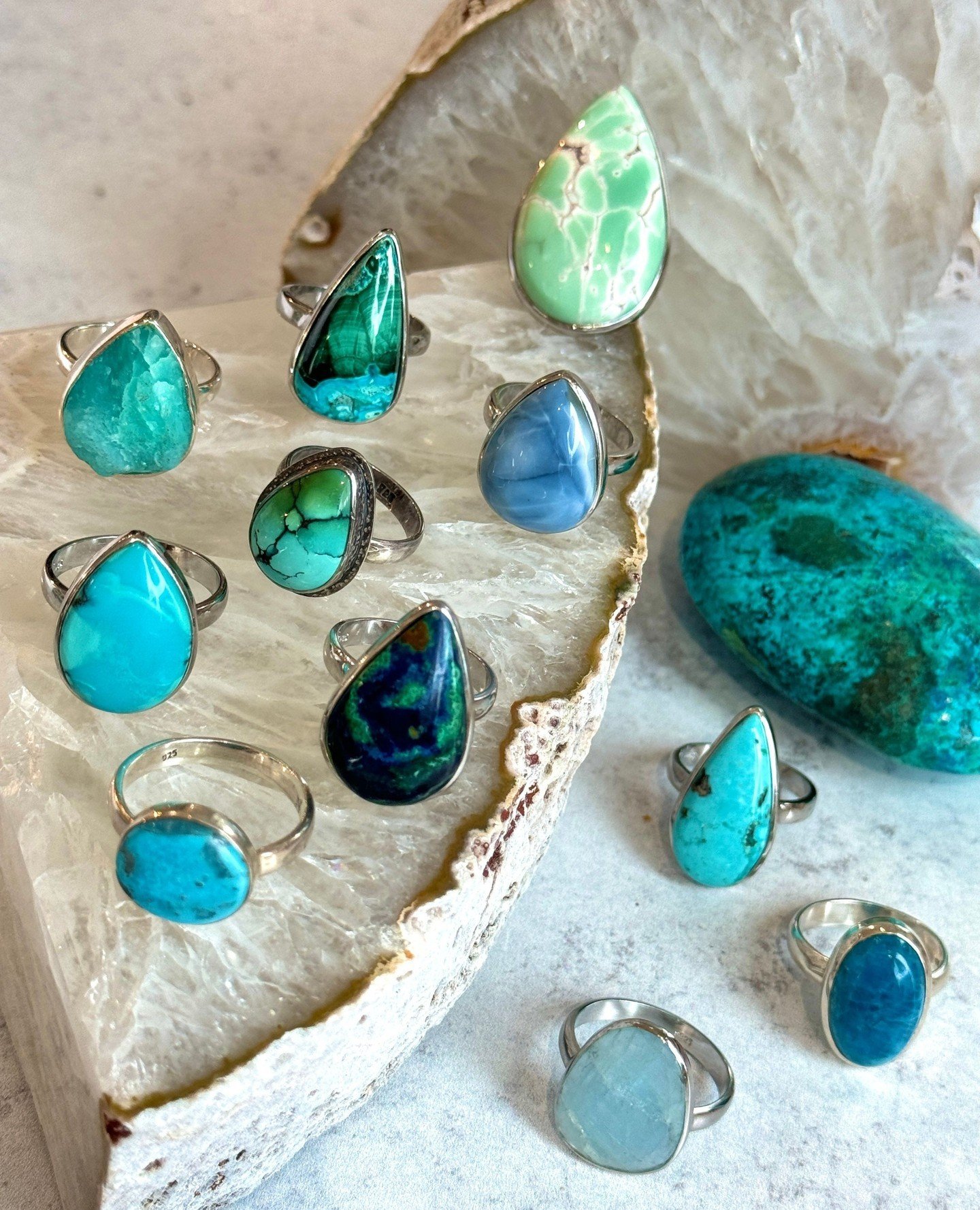 Join the celebration of exquisite RINGS! Here is a mere preview of our stunning new collection:⁠
⁠
- Larimar⁠
- Turquoise⁠
- Malachite⁠
- Aquamarine⁠
- Sapphire and more! ⁠
⁠
These magnificent, profound creations are truly breathtaking. ⁠
⁠
Reach out