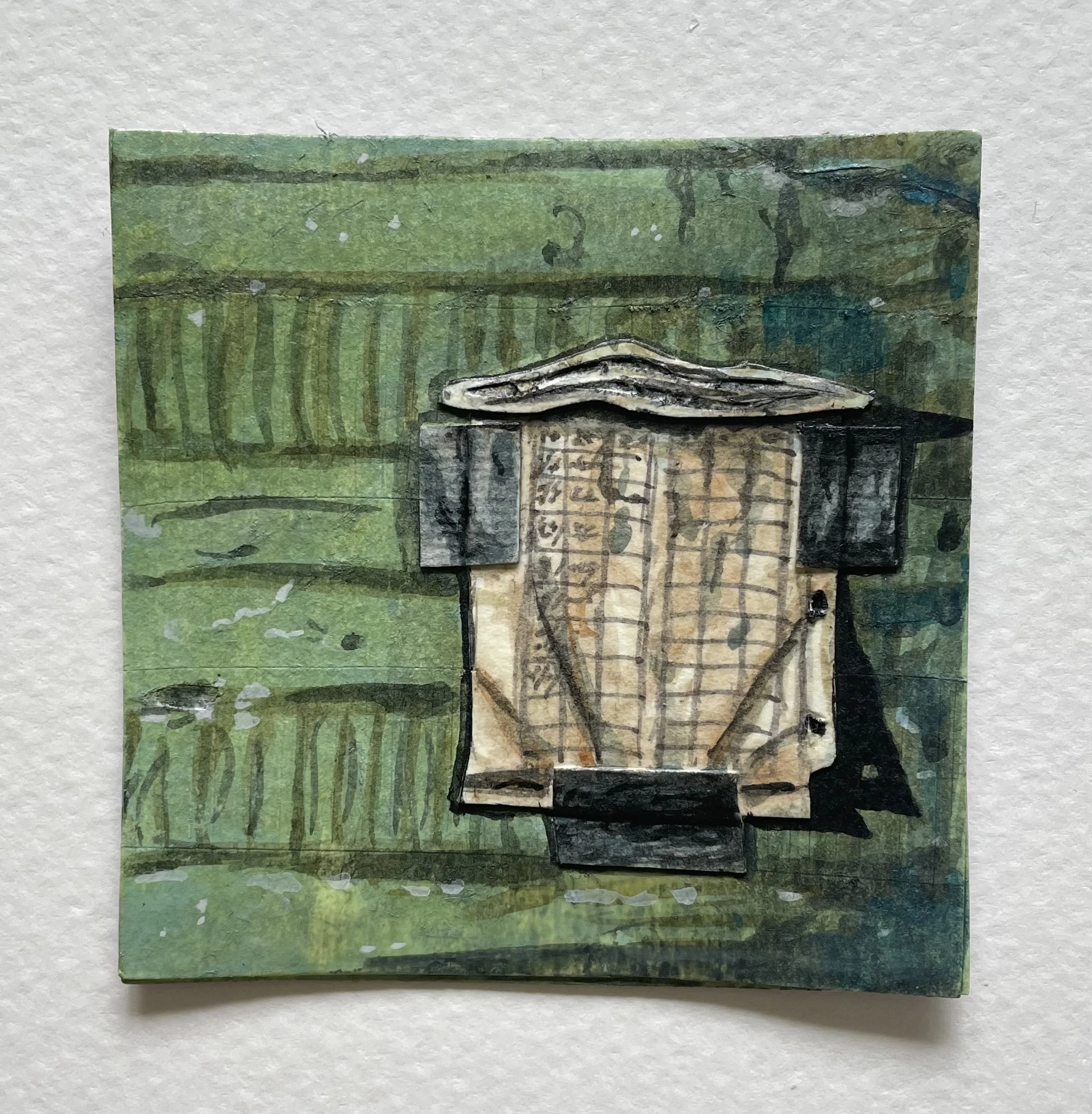 Textural Mementos 8, watercolor on layered paper, 3" x 3"