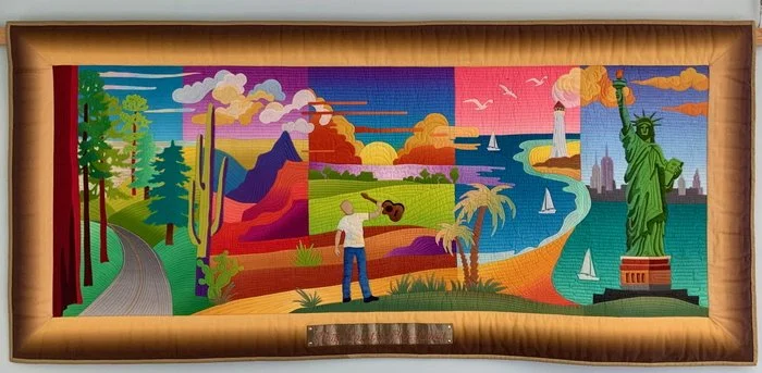 Elizabeth Bauman, This Land is Our Land  30.5" x 67" Textile $3500